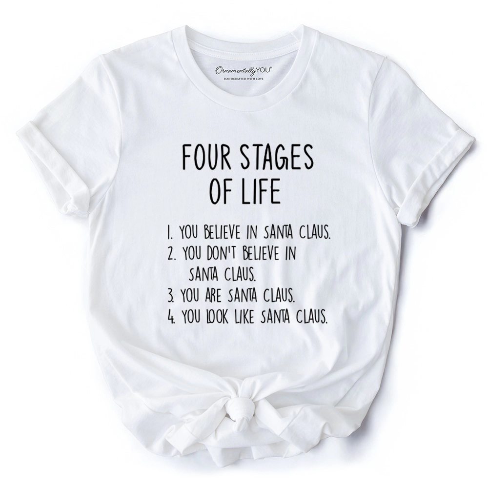 OrnamentallyYou Mens Four Stages Of Life Santa Claus Holiday Humor T-Shirt