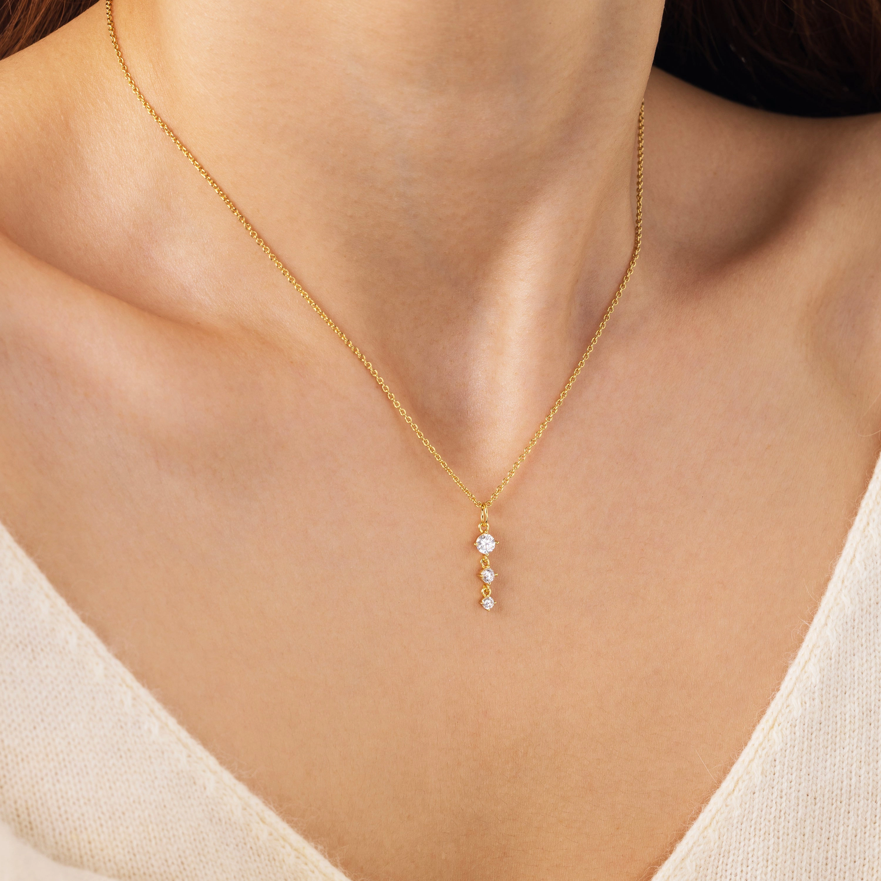 Mint & Lily Women's Three Stone Drop Pendant Necklace