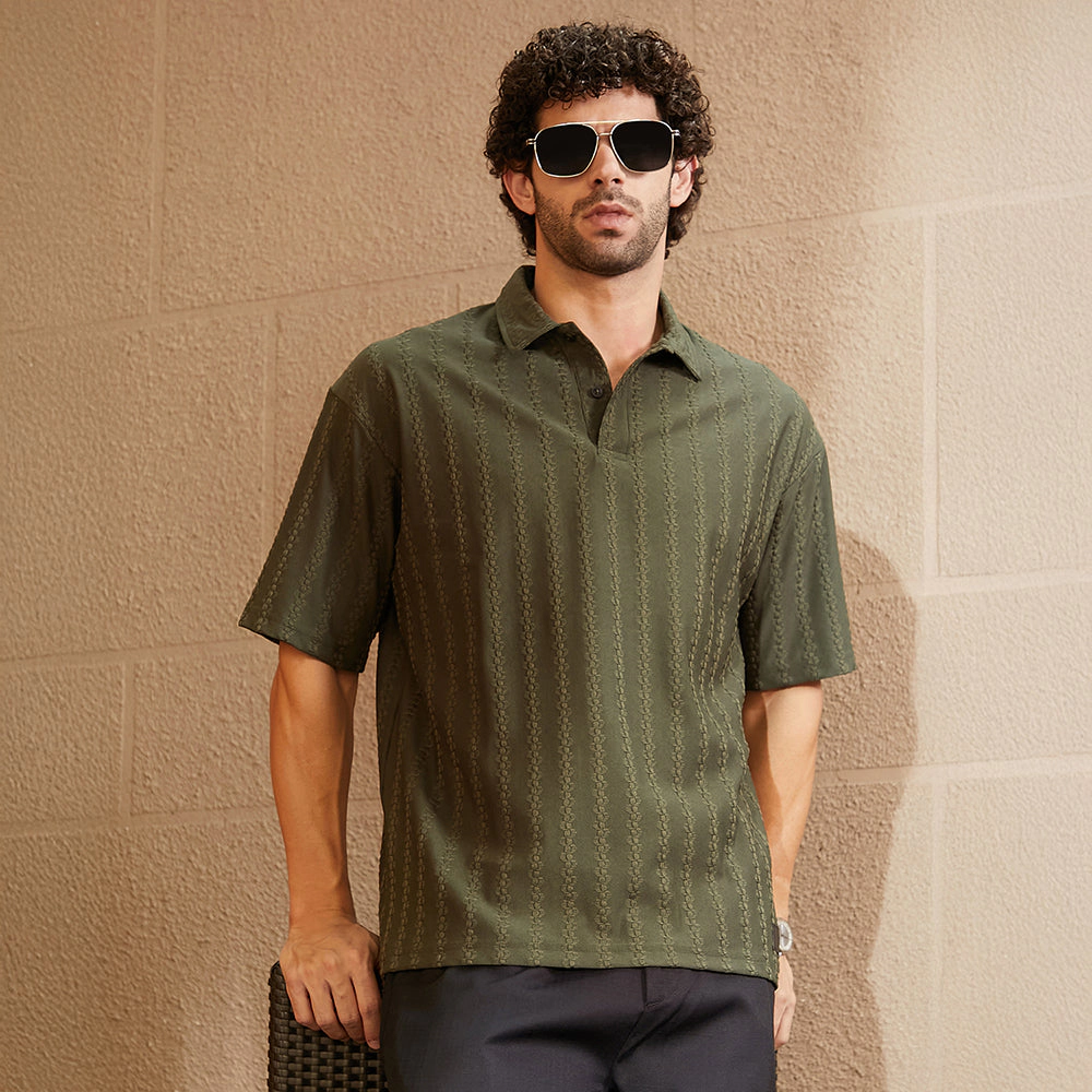 Spiralknot-Tactile Oversized Polo T-Shirt