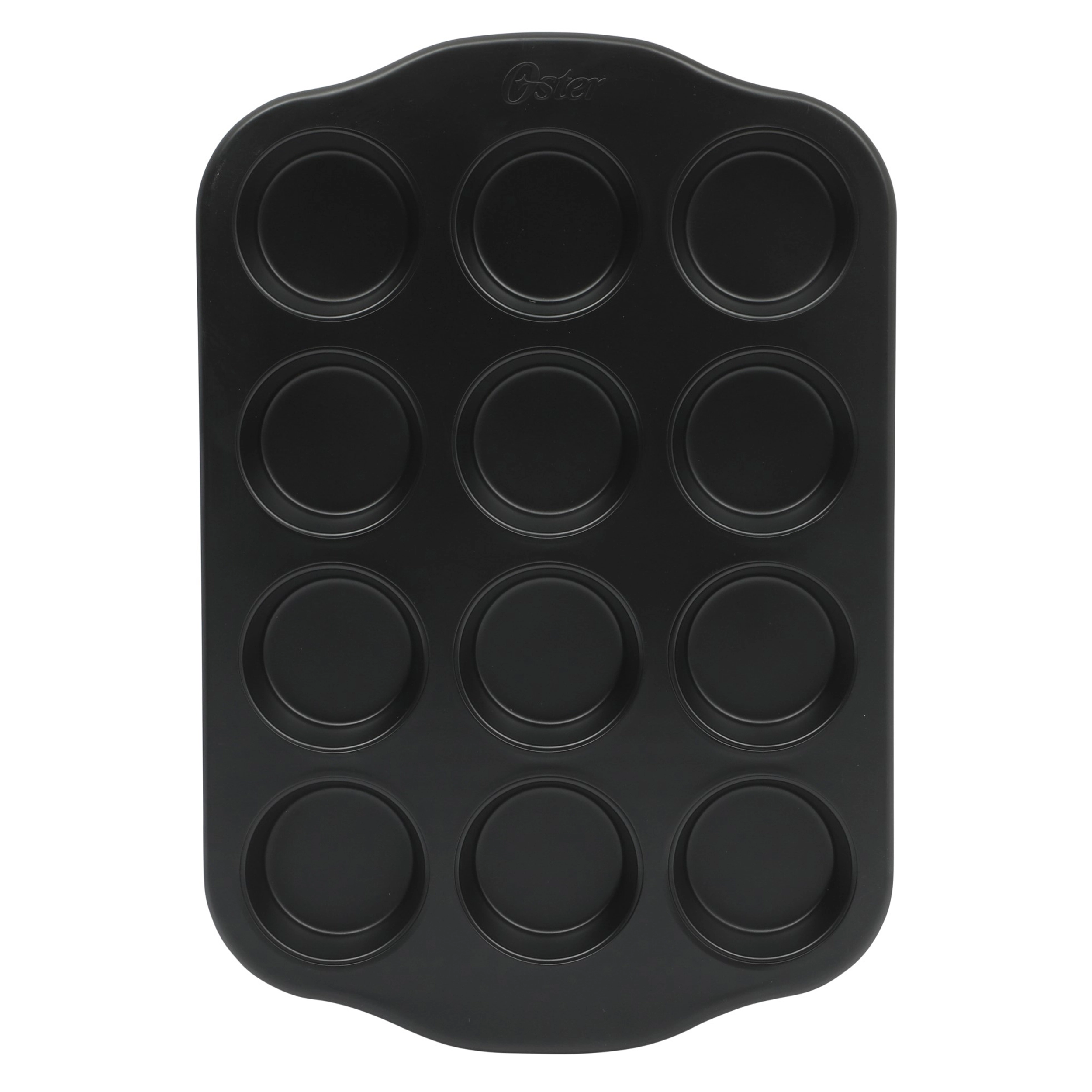 Oster Teston Platinum Collection 12-Cup Nonstick Carbon Steel Muffin Pan in Matte Black