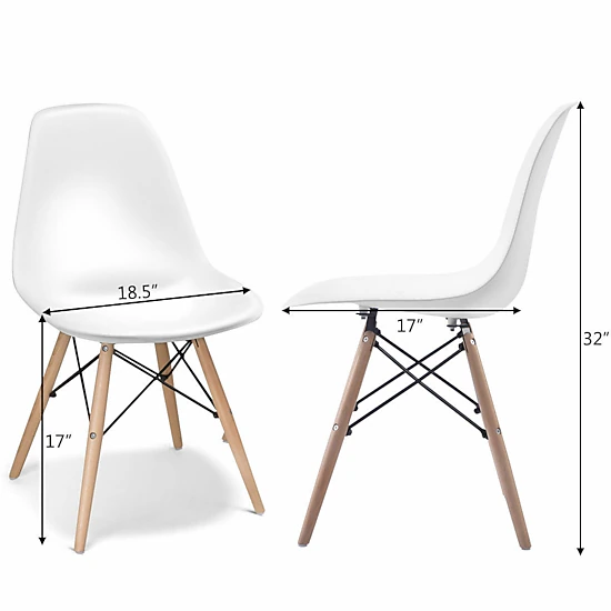 LJG Set of 2 Mid-Century Modern DSW Dining Side Chair