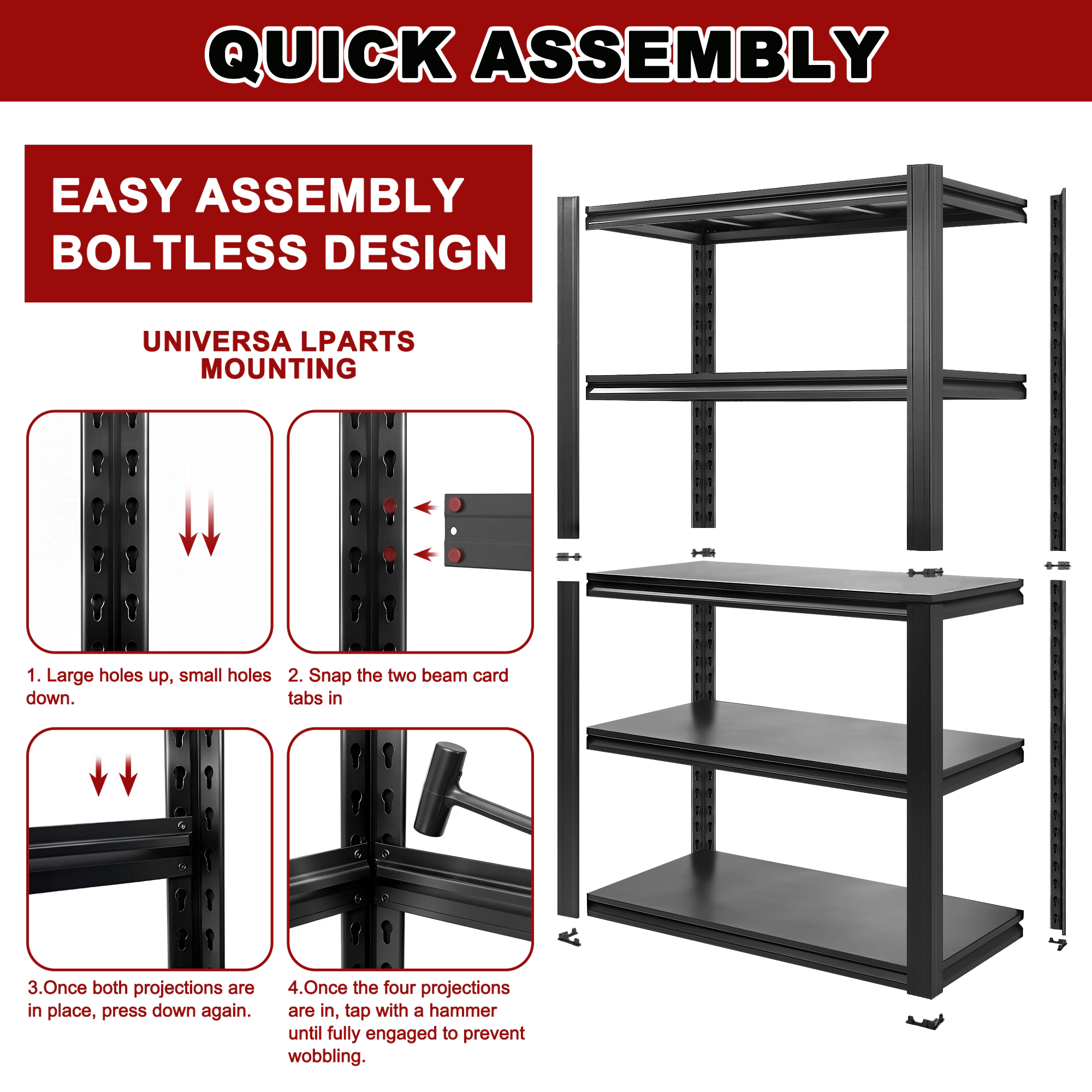 Flynama 5 Tier Heavy Duty Black Utility Shelving Unit 47 in W x 24 in D x 78 in H