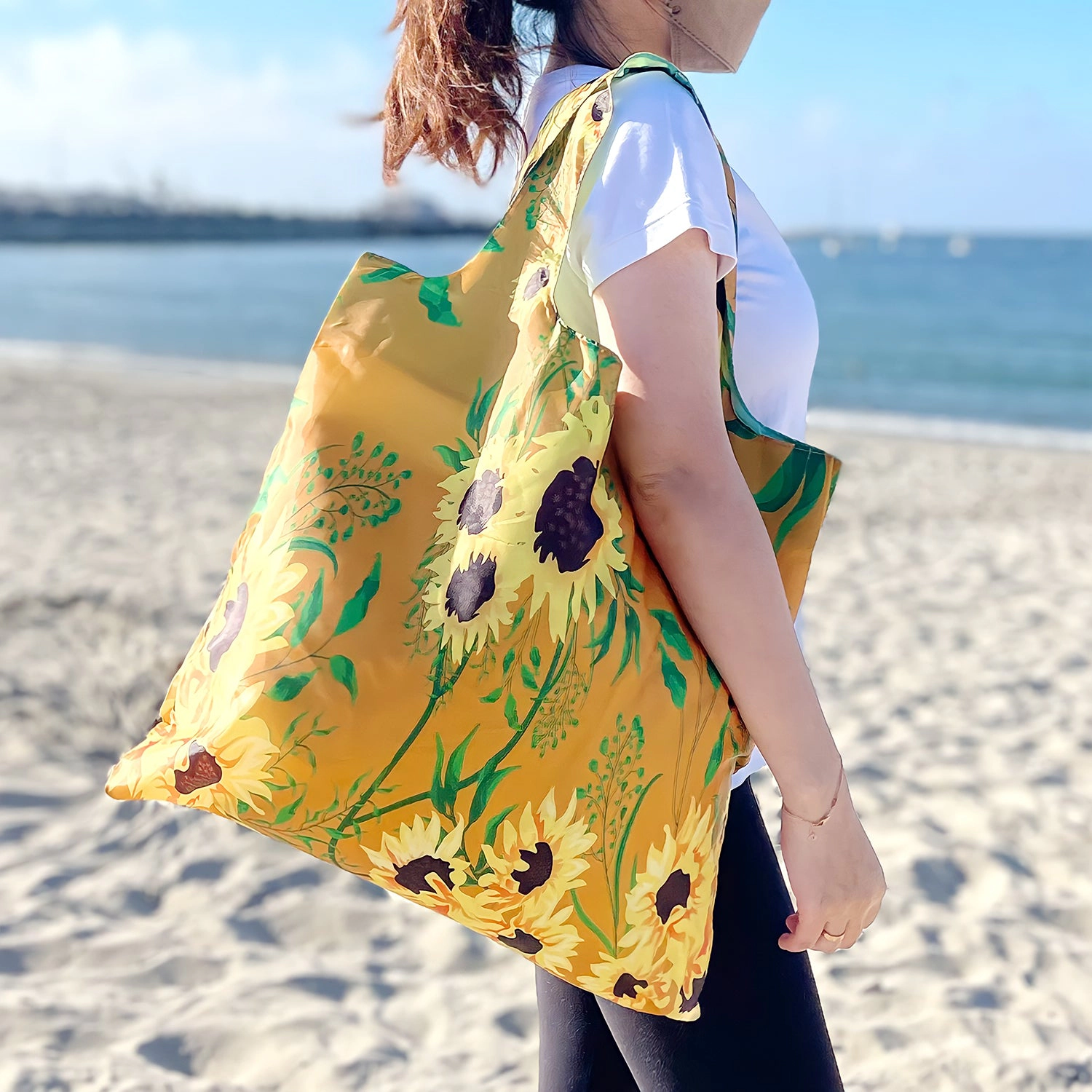 Wrapables AllyBag Collection Reusable Grocery Shopping Bag, Sunflowers Harvest