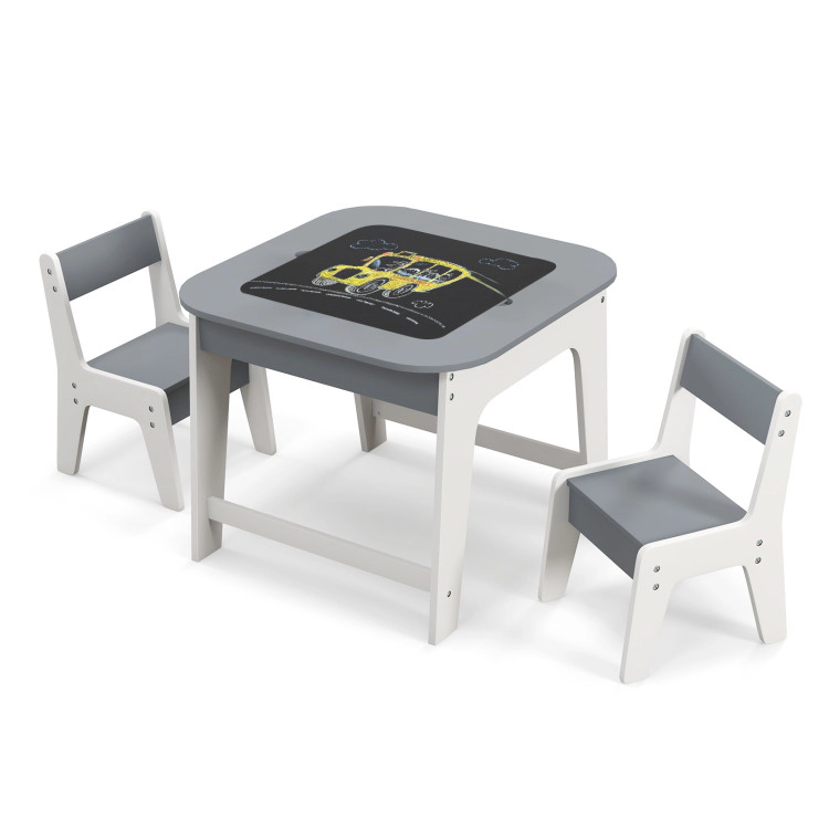 Hivvago Kid'S Table And Chairs Set With Double-Sized Tabletop