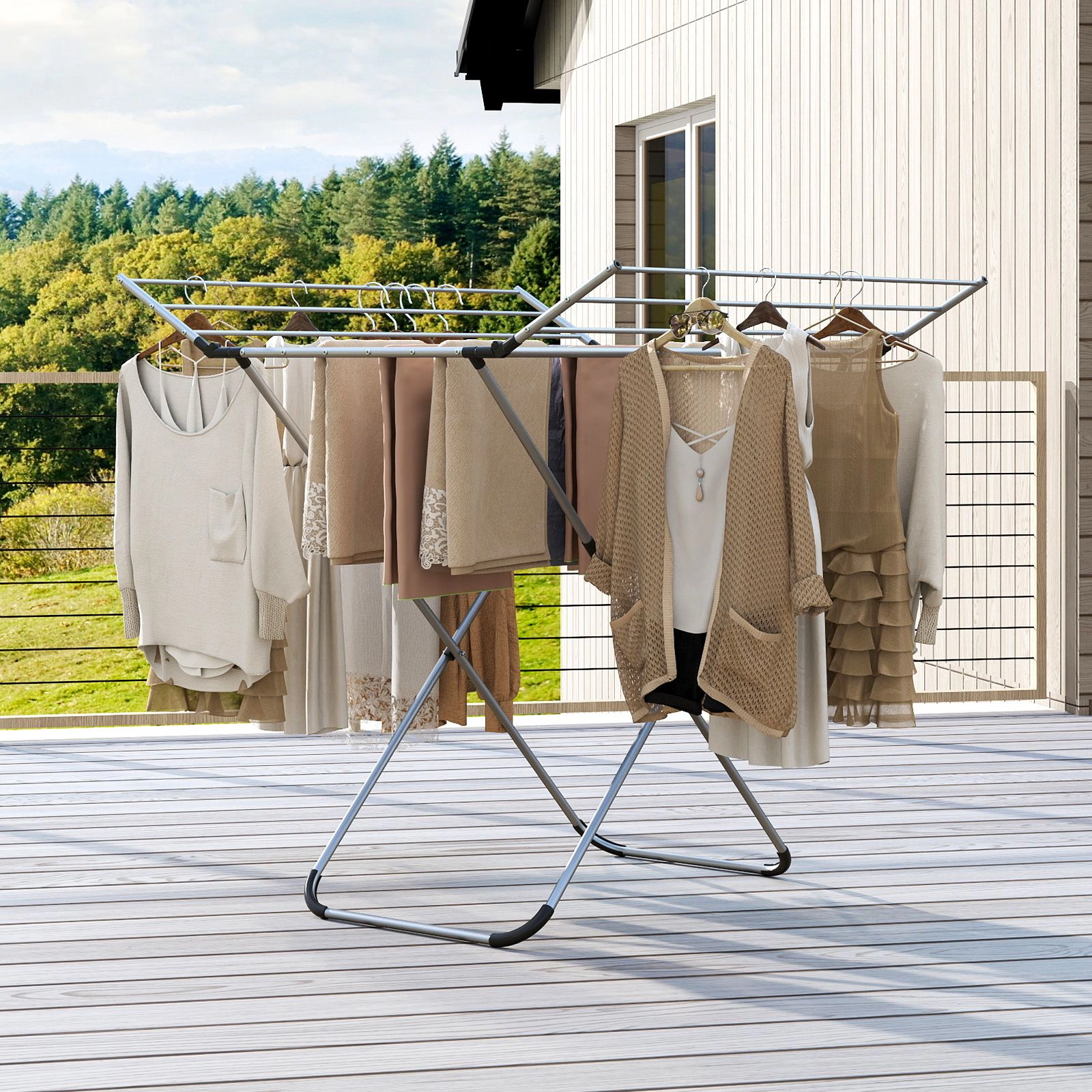 SlickBlue Lightweight Folding Clothes Drying Rack with Side Wings