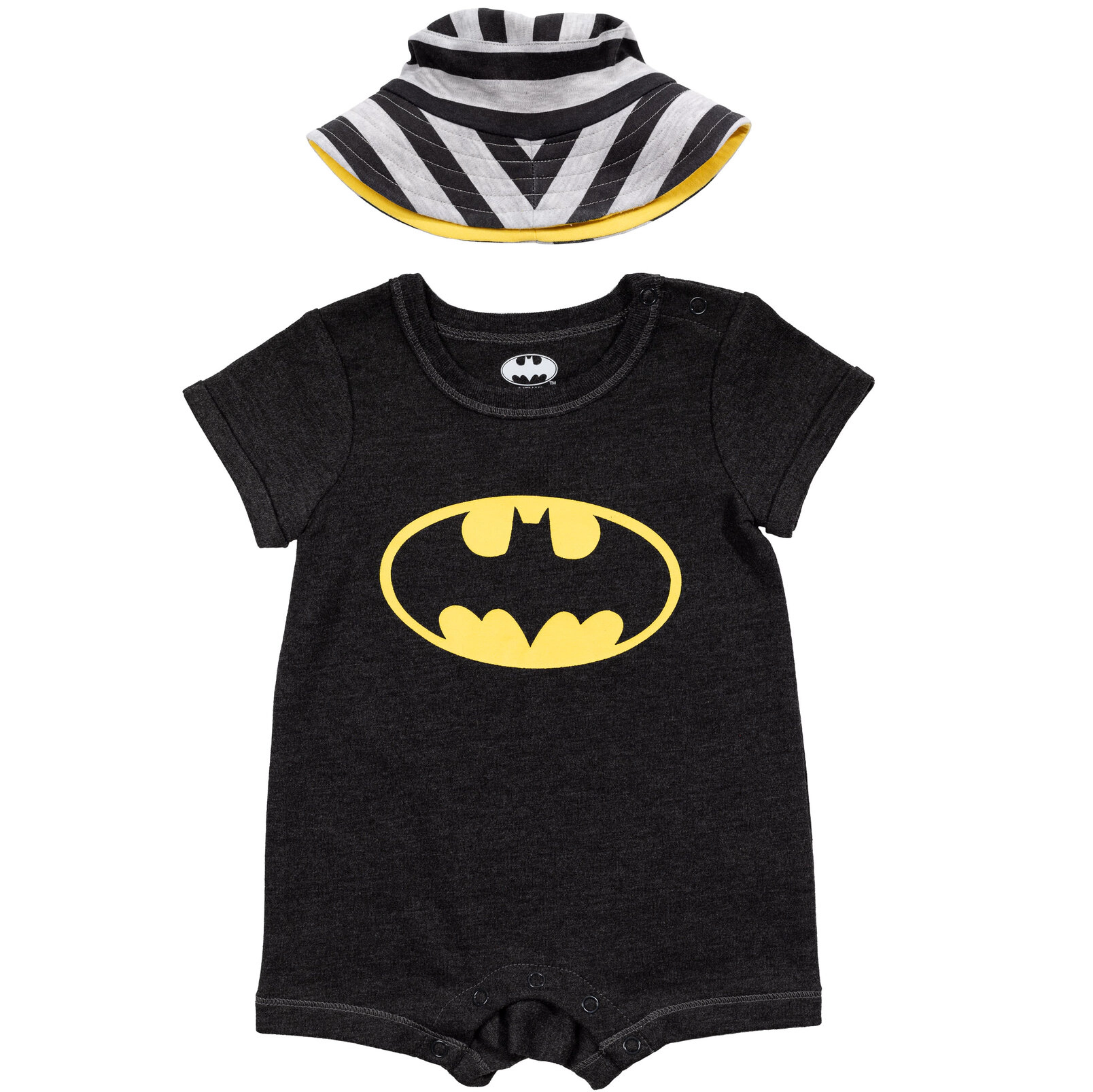 DC Comics Justice League Batman Baby Boys' 2-Piece Romper and Sun Hat Set