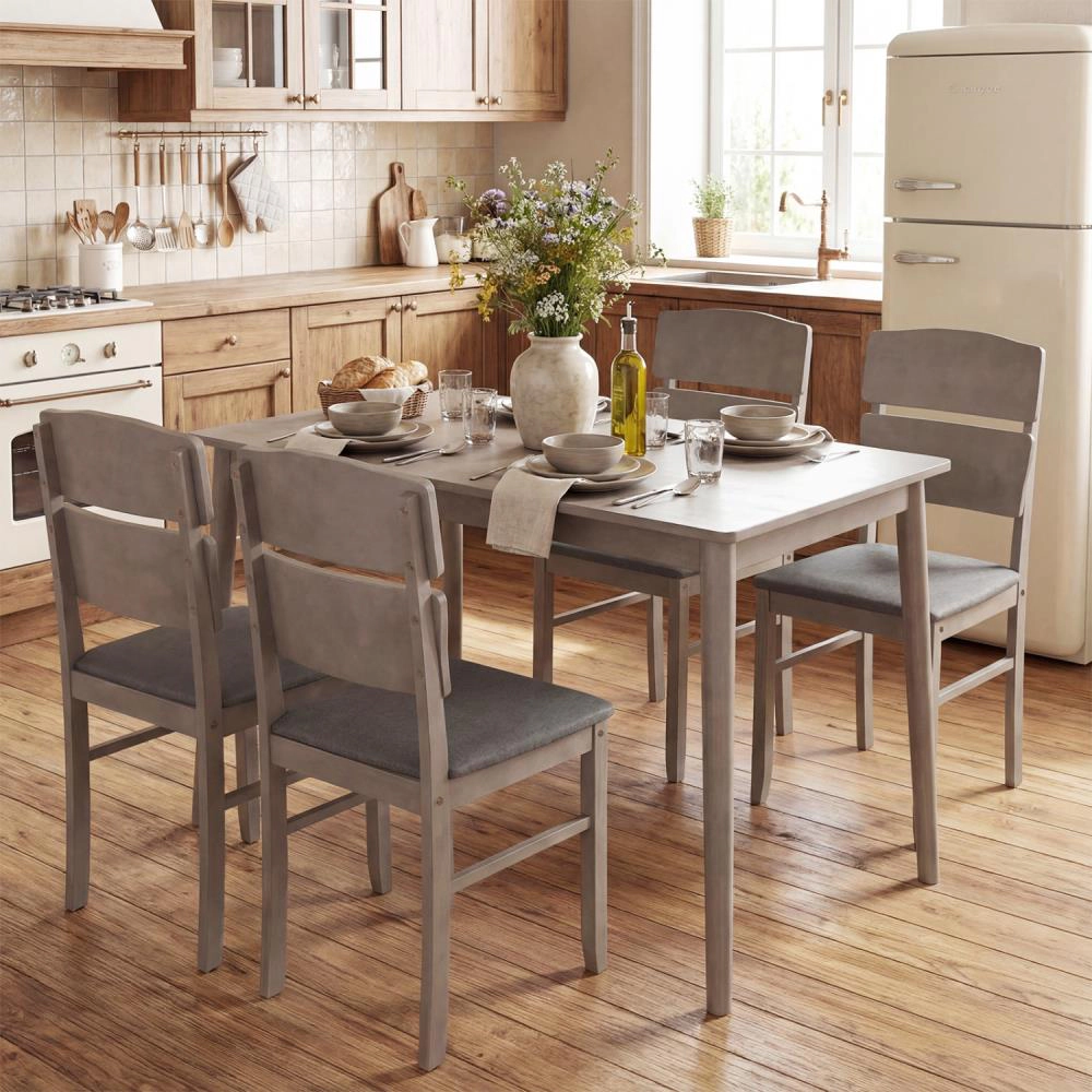 Hivvago 5-Piece Dining Table Set With High Curved Back For 4 People