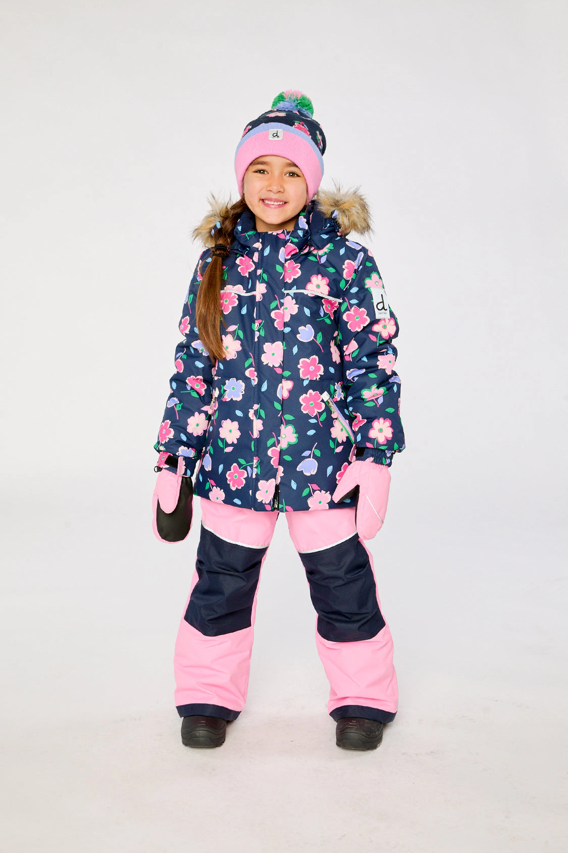 Deux par Girls Floral Print Two Piece Discover Snowsuit with Hooded Jacket and Snow Pants