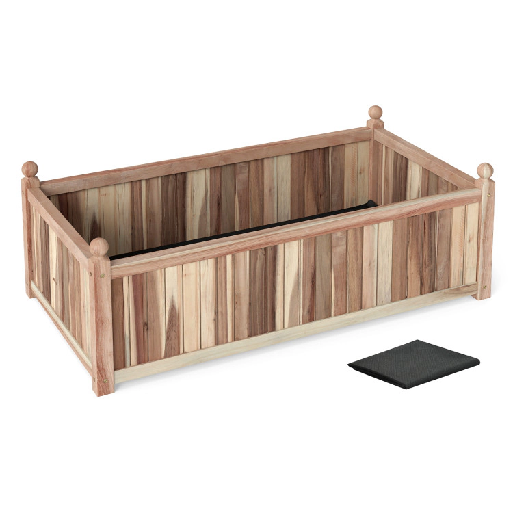 Hivvago Wooden Raised Garden Bed Natural Acacia Wood Rectangular Planter Box with Liner
