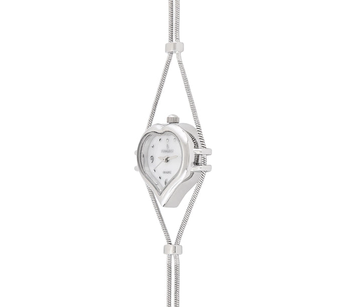 Peugeot Womens Silver Heart Shape Wire Watch with White dial