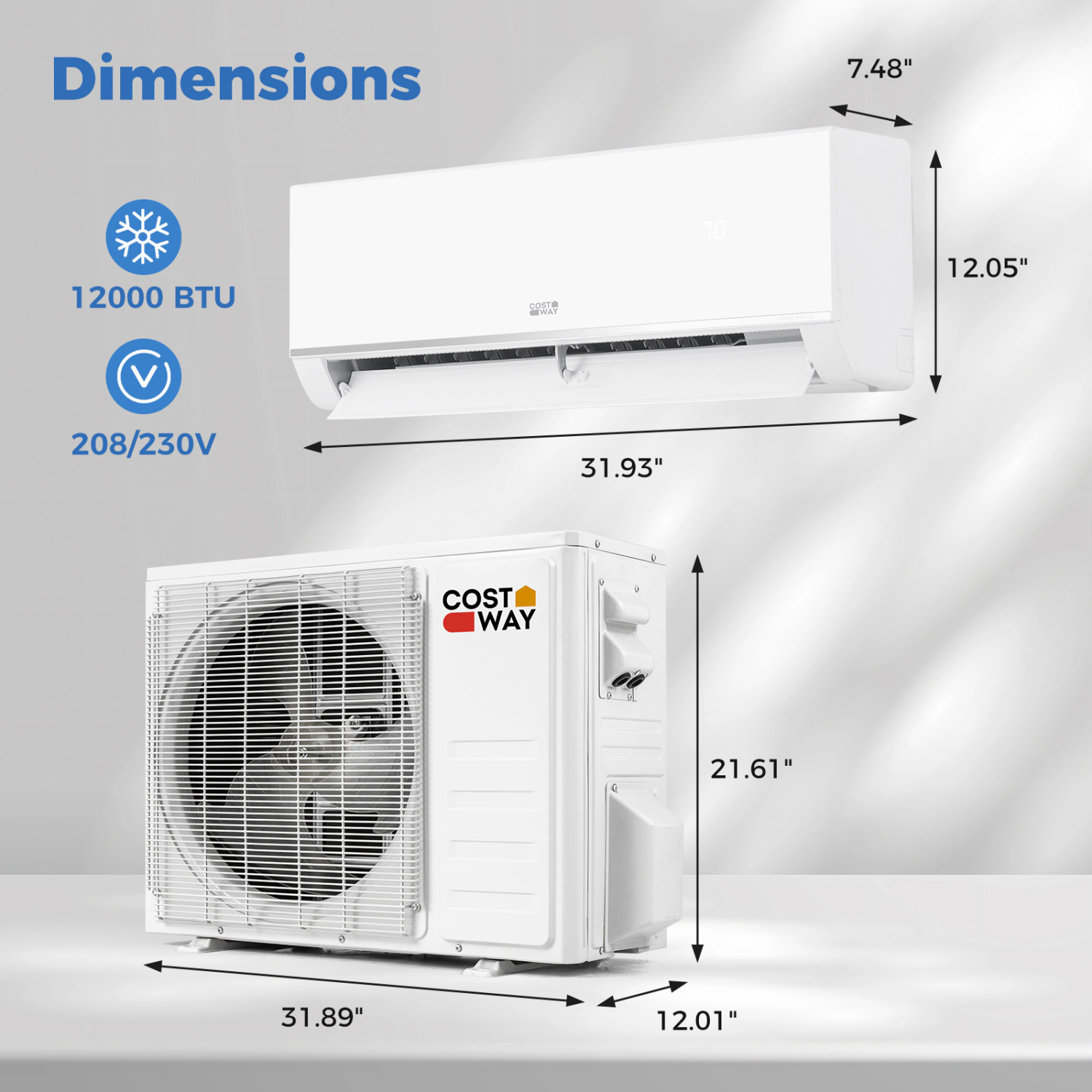 LJG Blast Pro Series 12000 BTU 20 SEER2 208-230V Wifi Enabled Mini Split Air Conditioner and Heater