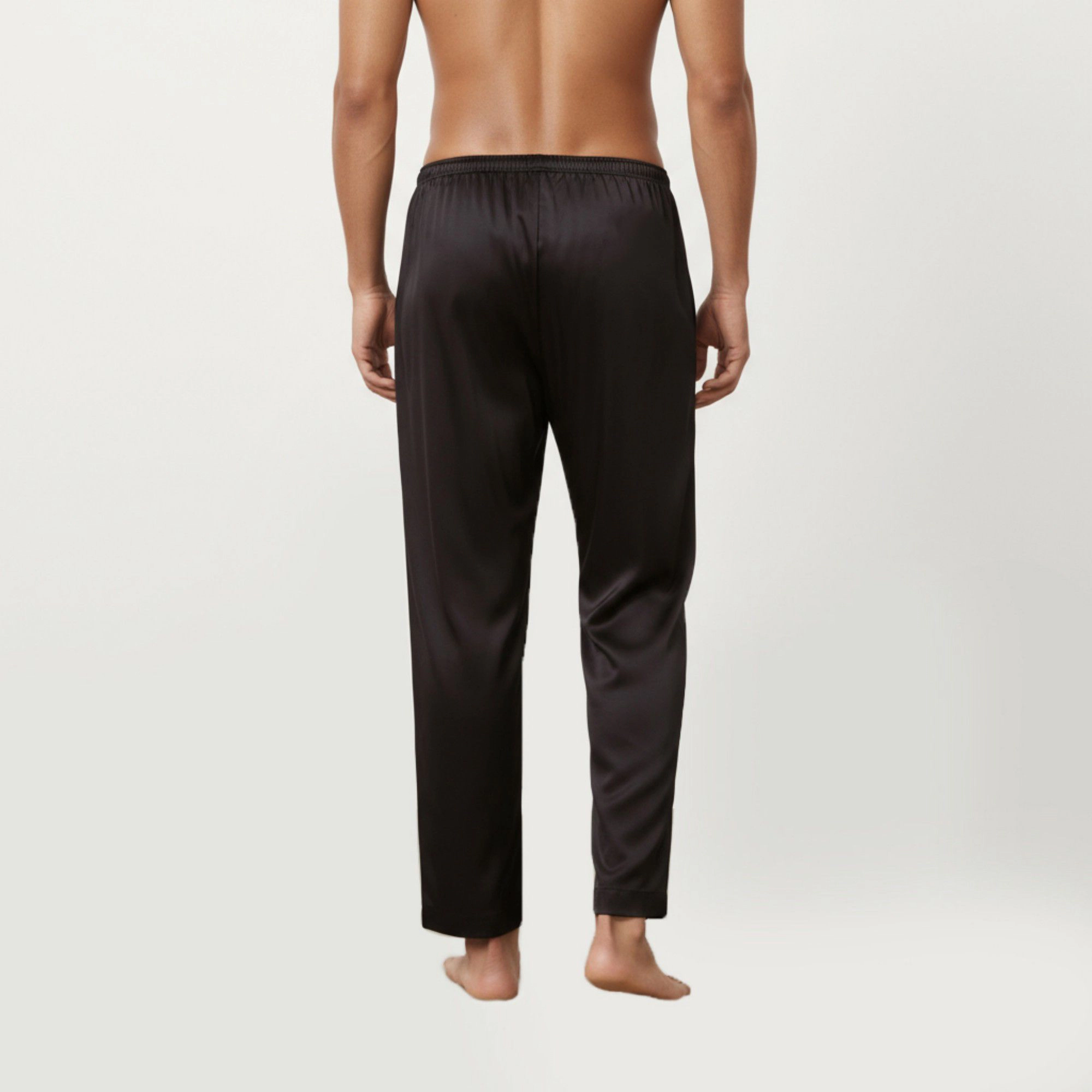 Anna-Kaci Men's Satin Lounge Pants with Elastic Waistband and Straight -Leg Fitted