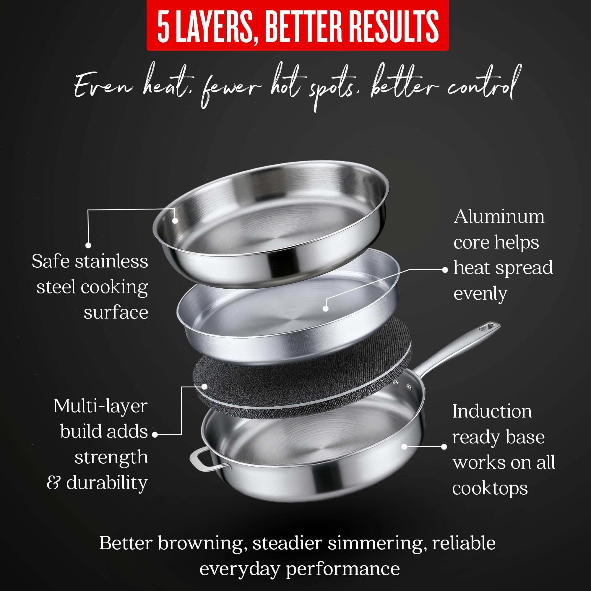 Alva Maestro 11-Inch 4-Quart 5-Ply Stainless Steel Sauté Pan with Lid