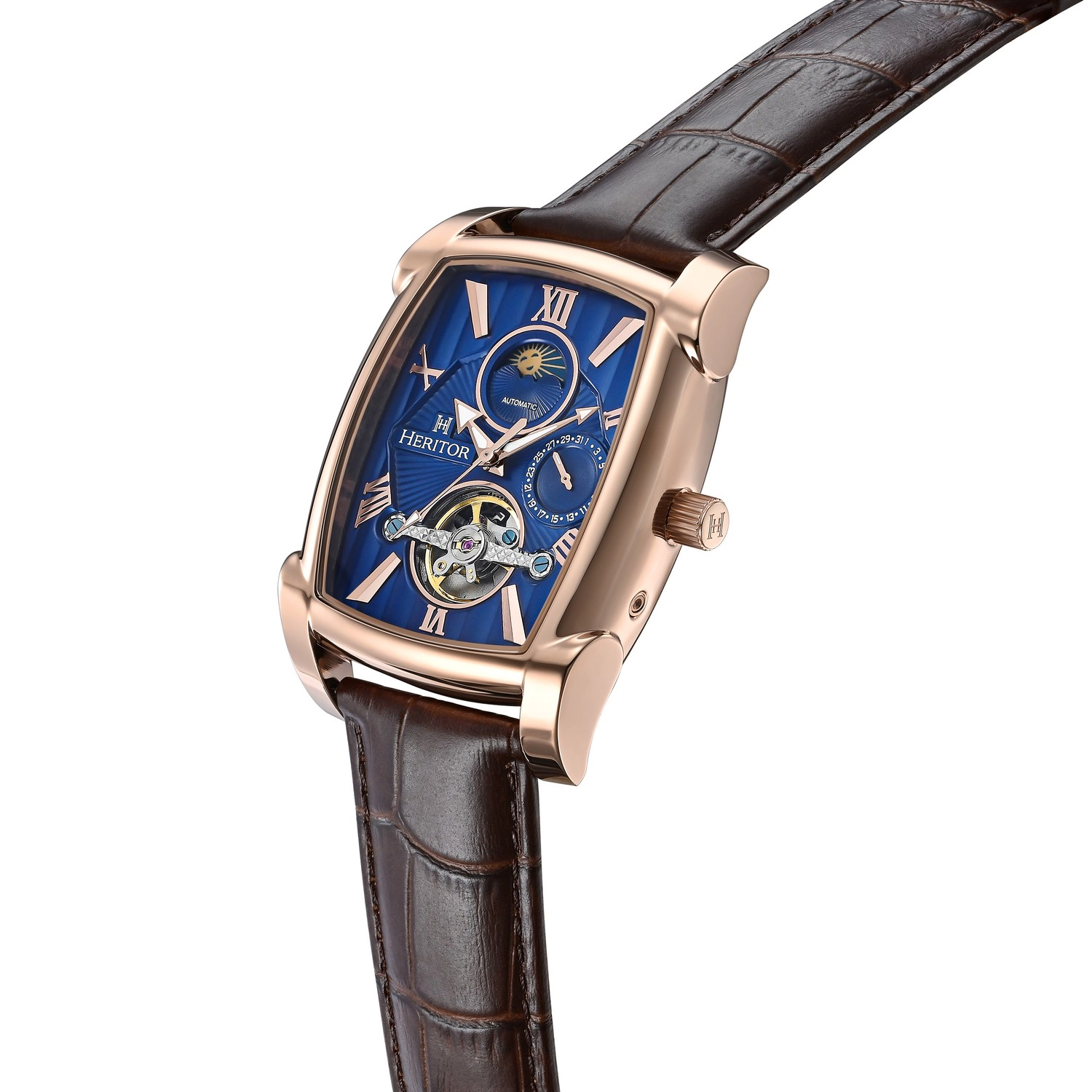 Heritor Automatic Valentin Leather-Band Watch w/Date