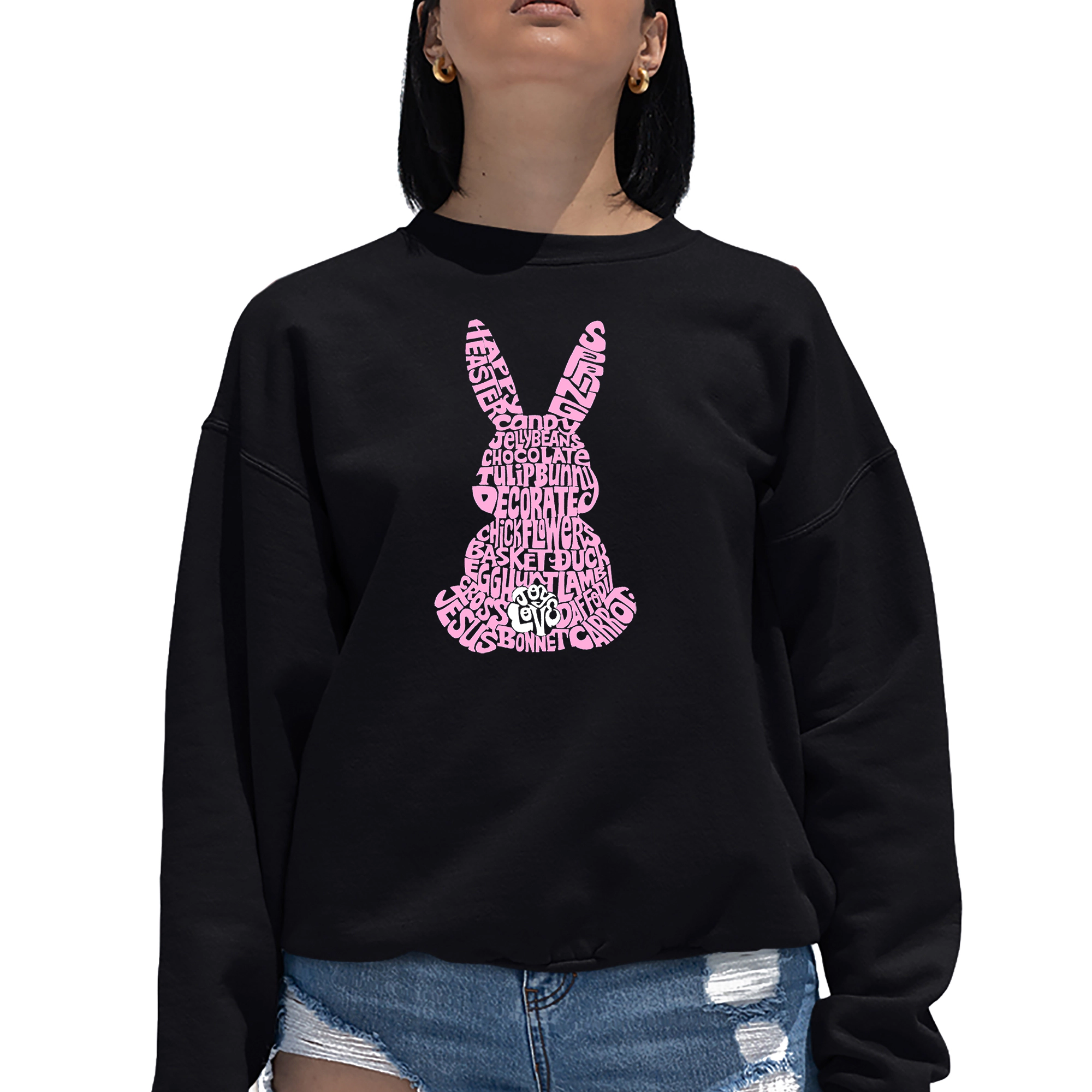 LA Pop Art Easter Bunny - Women's Word Crewneck Sweatshirt