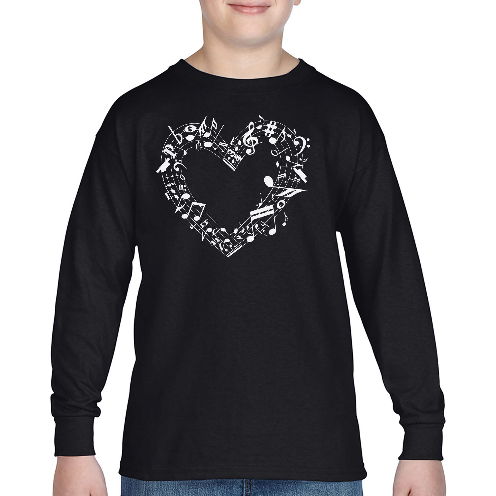 LA Pop Art Boys Long Sleeve T-Shirt - Sheet Music Heart