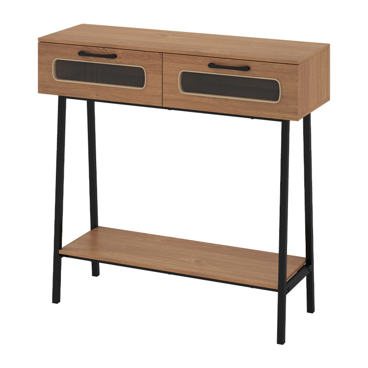 Hivvago Console Table With Led Lights And Open Shelf For Hallway Entrance