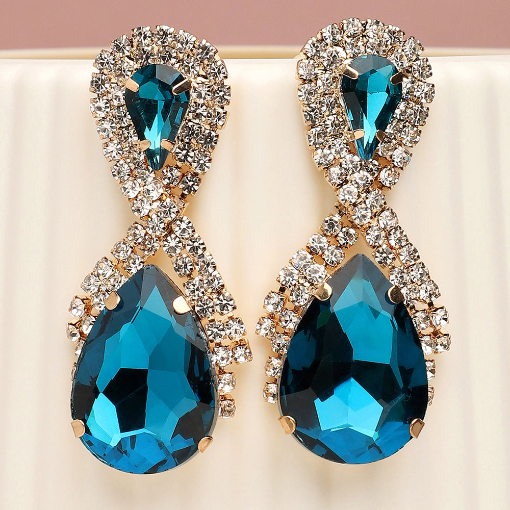 SOHI Women's Teardrop Stone Drop Earrings