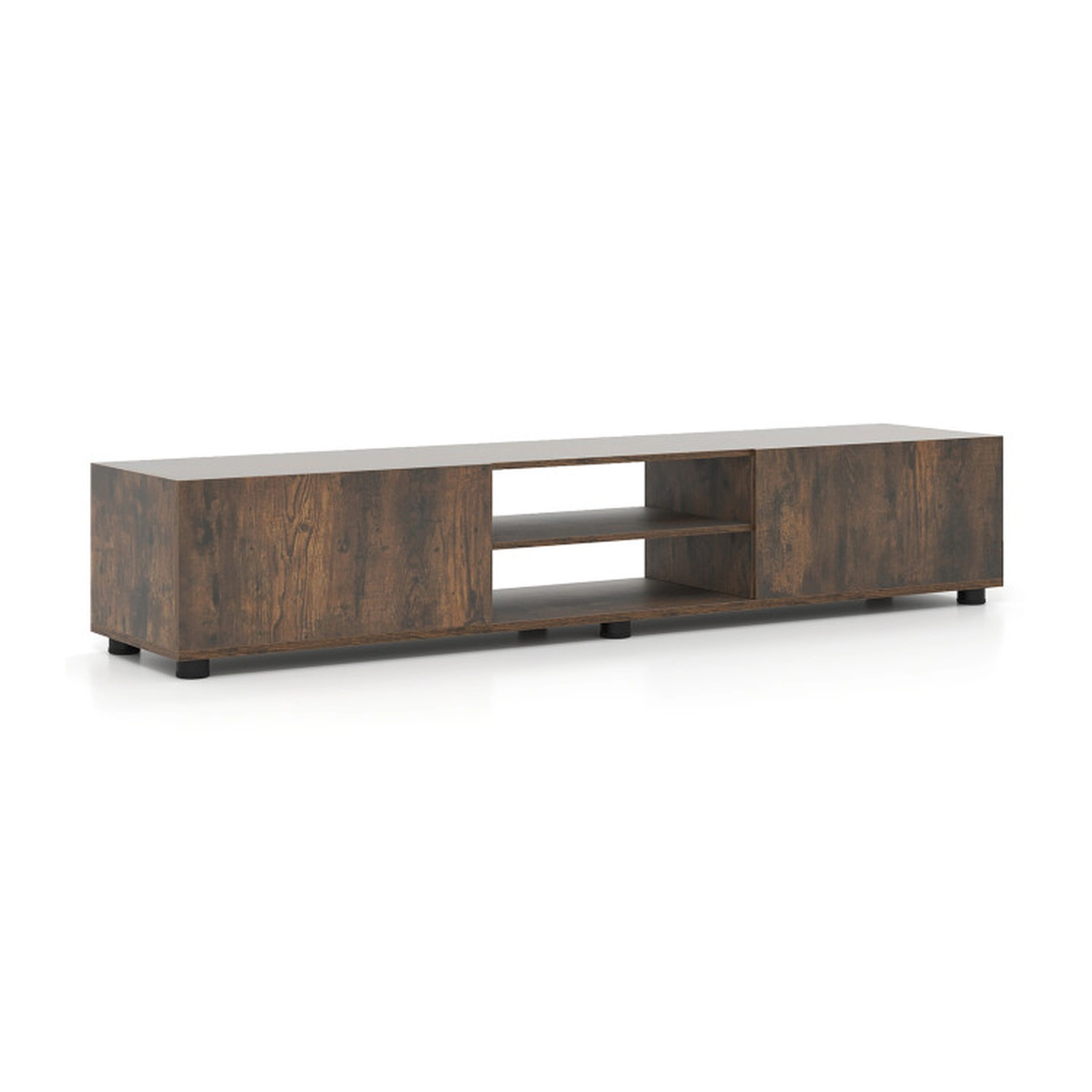 SUGIFT Modern TV Stand for up to 70 in TVs Minimalist Entertainment Center 155-lb Tabletop Capacity with 2 Doors & Open