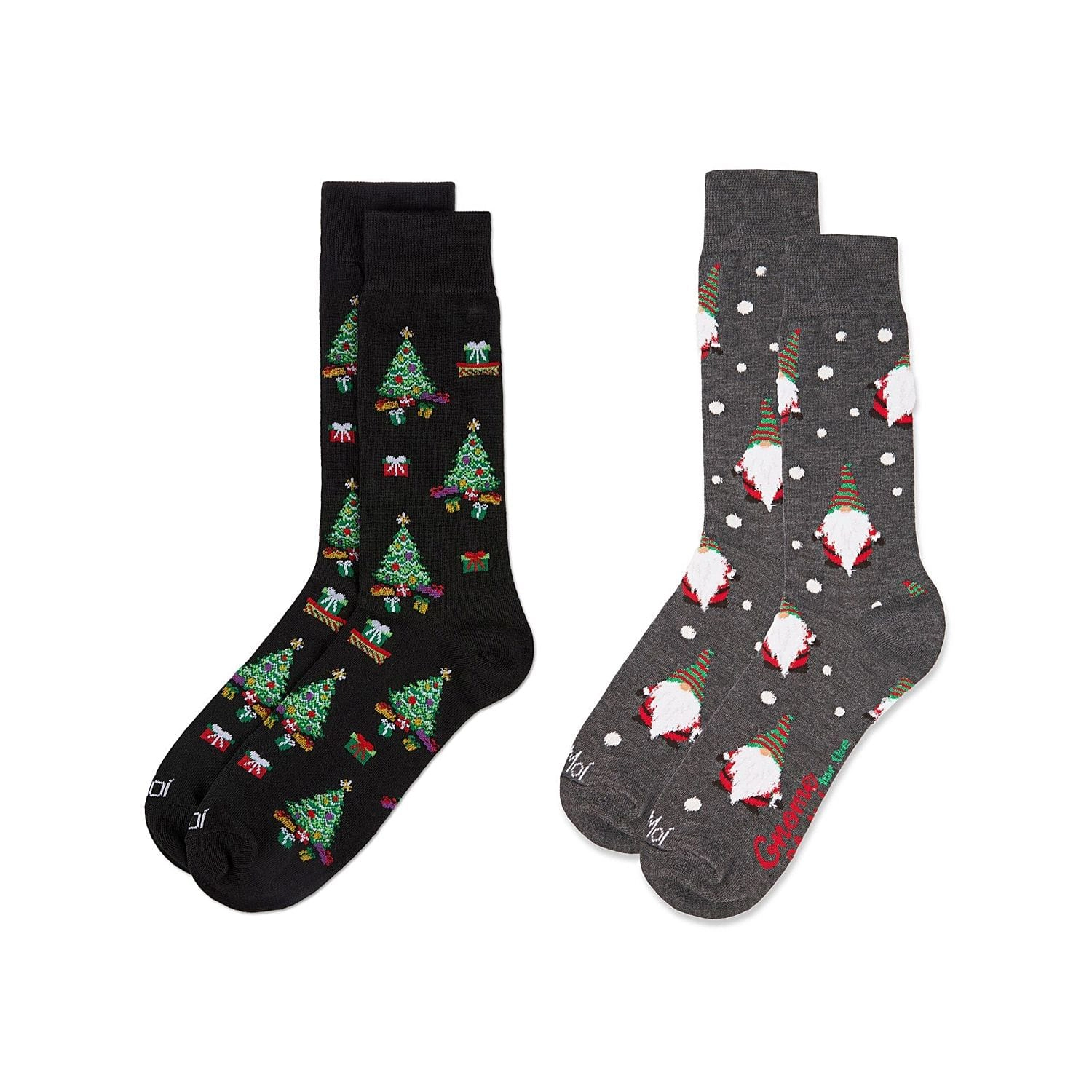 Memoi 2 Pair Men's Rayon Blend Christmas Holiday Novelty Crew Socks
