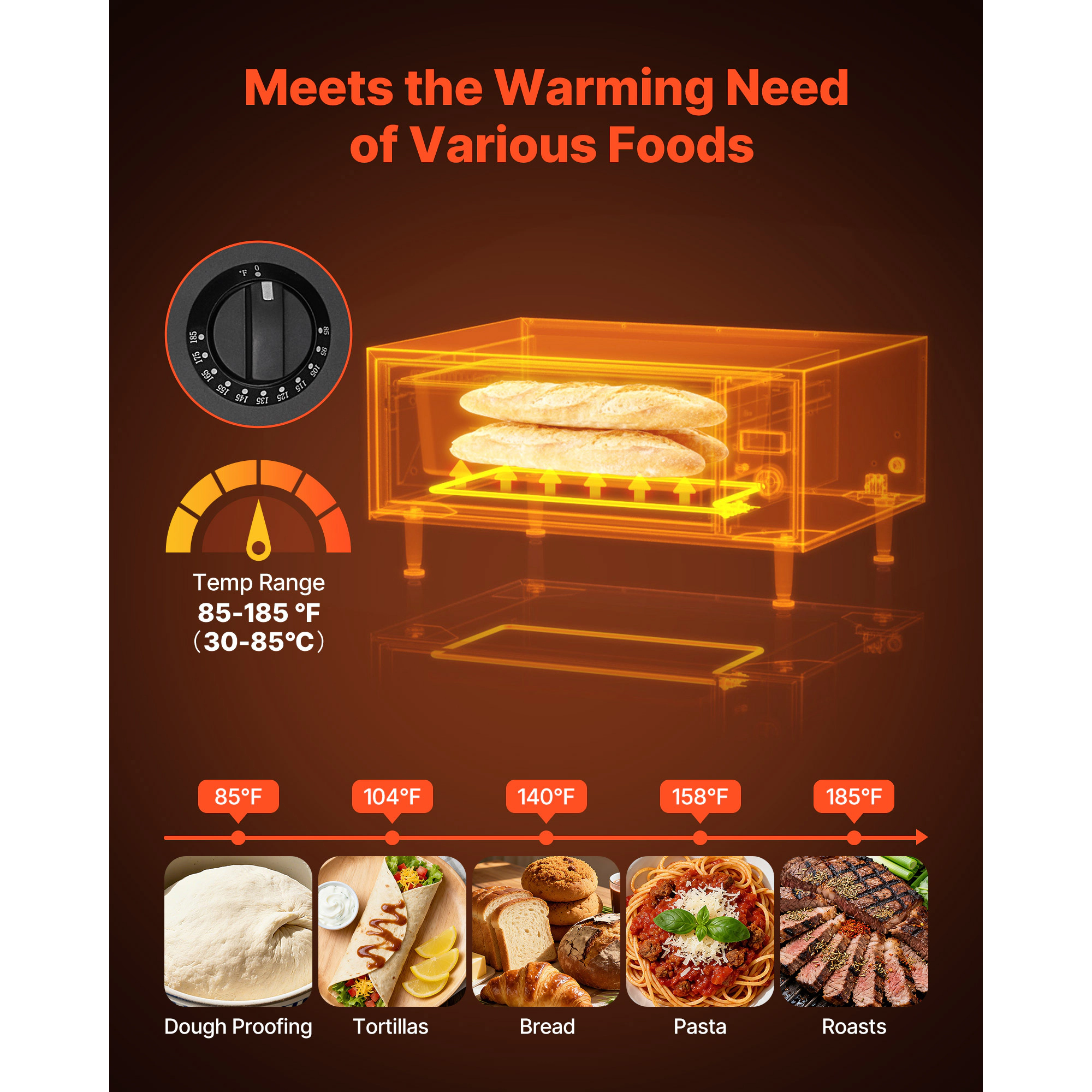 HONGGE Commercial Electric Single-Drawer Stainless Steel Food Warmer Freestanding Warming Cabinet