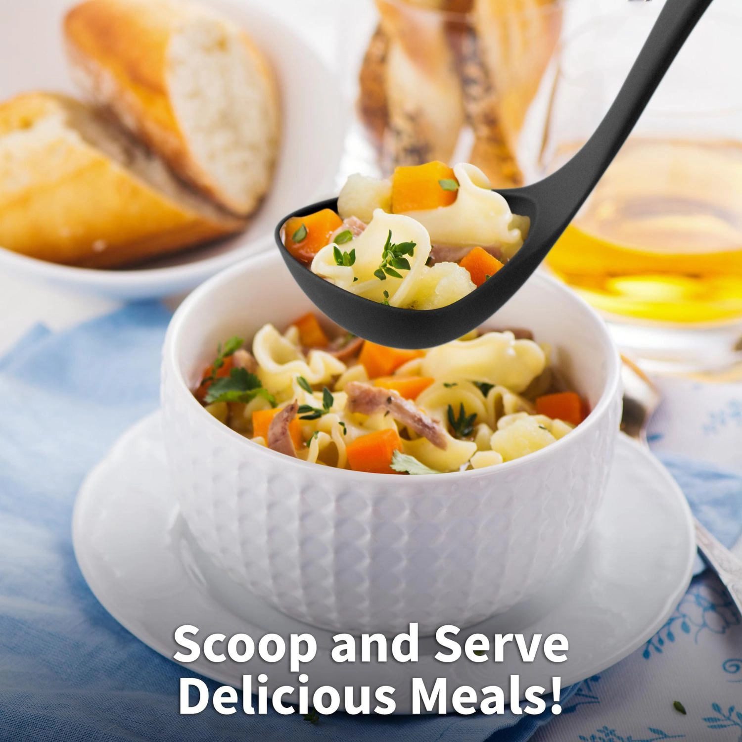 Zulay Kitchen Soup Ladle – Ergonomic, Heat-Resistant & Versatile for Serving Soup, Chili, Gravy More