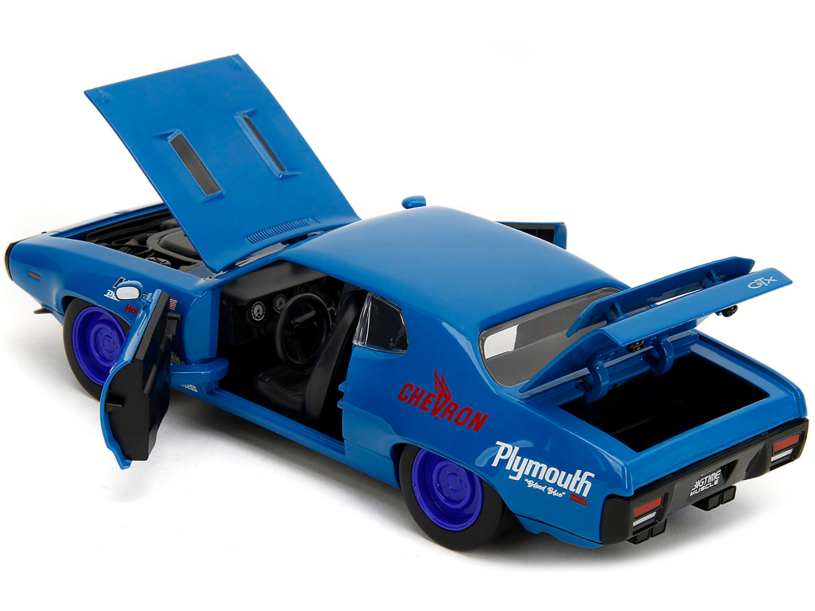 Jada 1972 Plymouth GTX #34 Blue with Graphics "Bigtime Muscle" Series 1/24 Diecast Model Car by Jada
