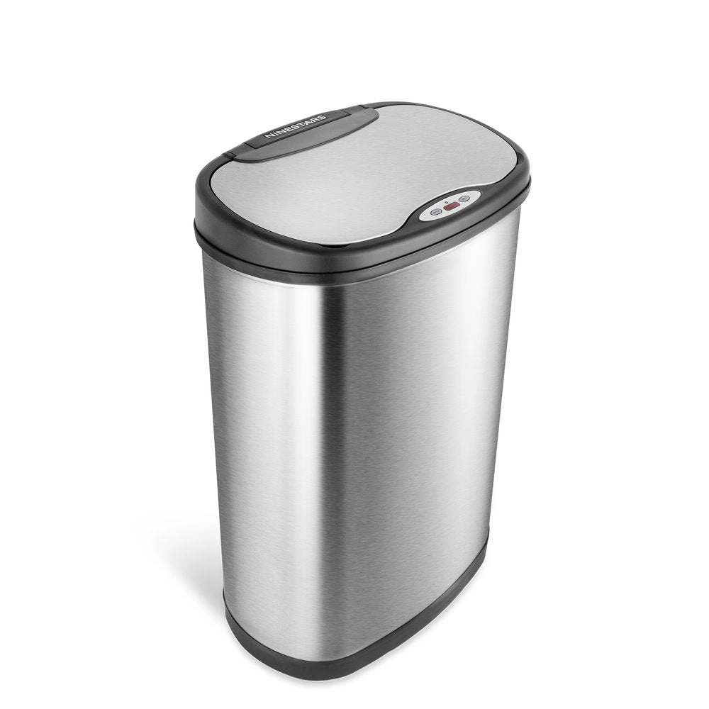 Ninestars Modern Oval 13.2-Gallon Stainless Steel Motion Sensor Trash Can