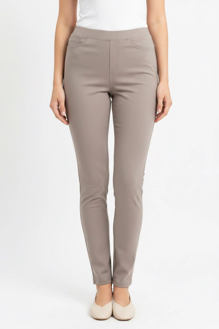 DressAtR Women's Cream Stretch Skinny Fit Trouser