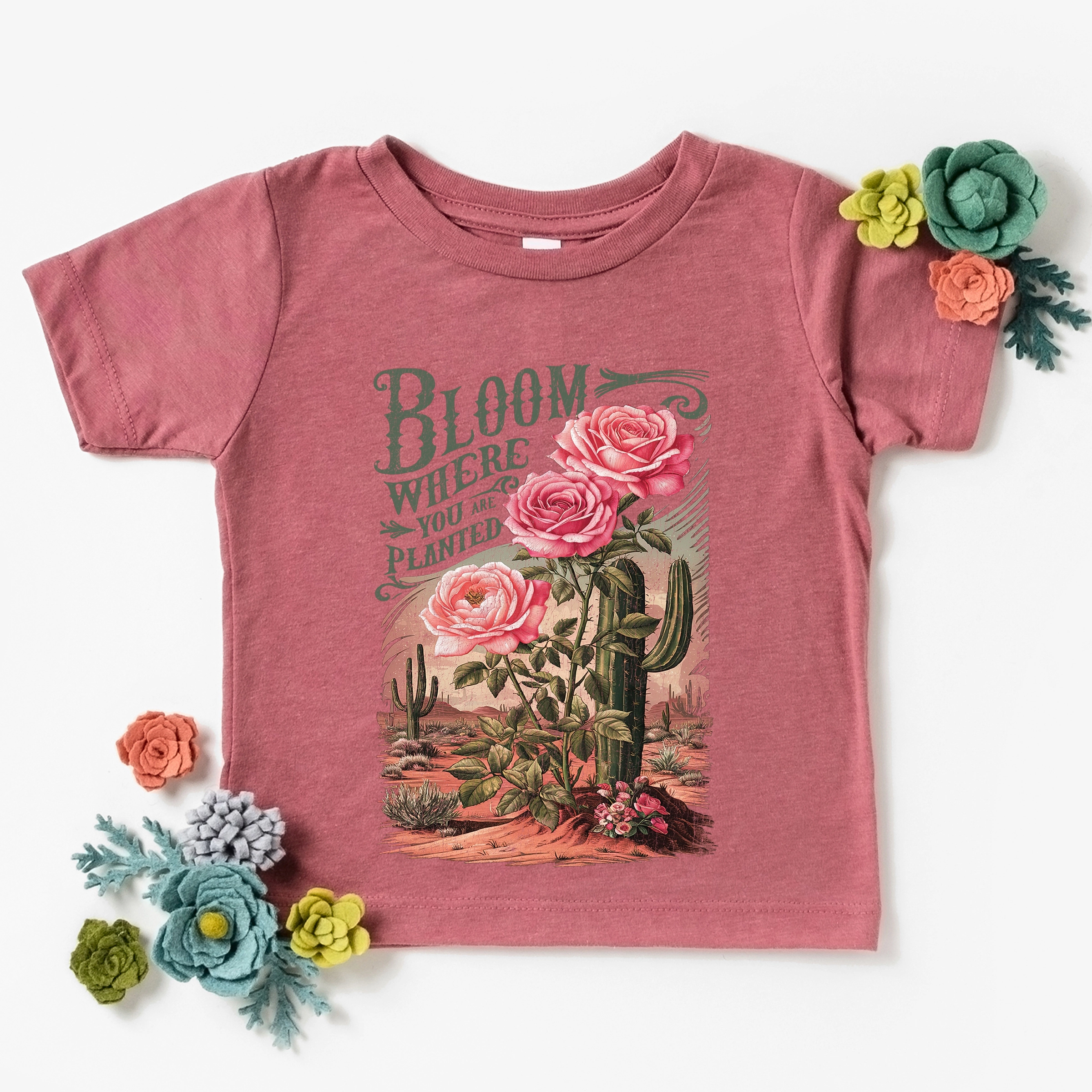 The Juniper Shop - Bloom Where You Are Planted Cactus Toddler Short Sleeve Graphic T-Shirt