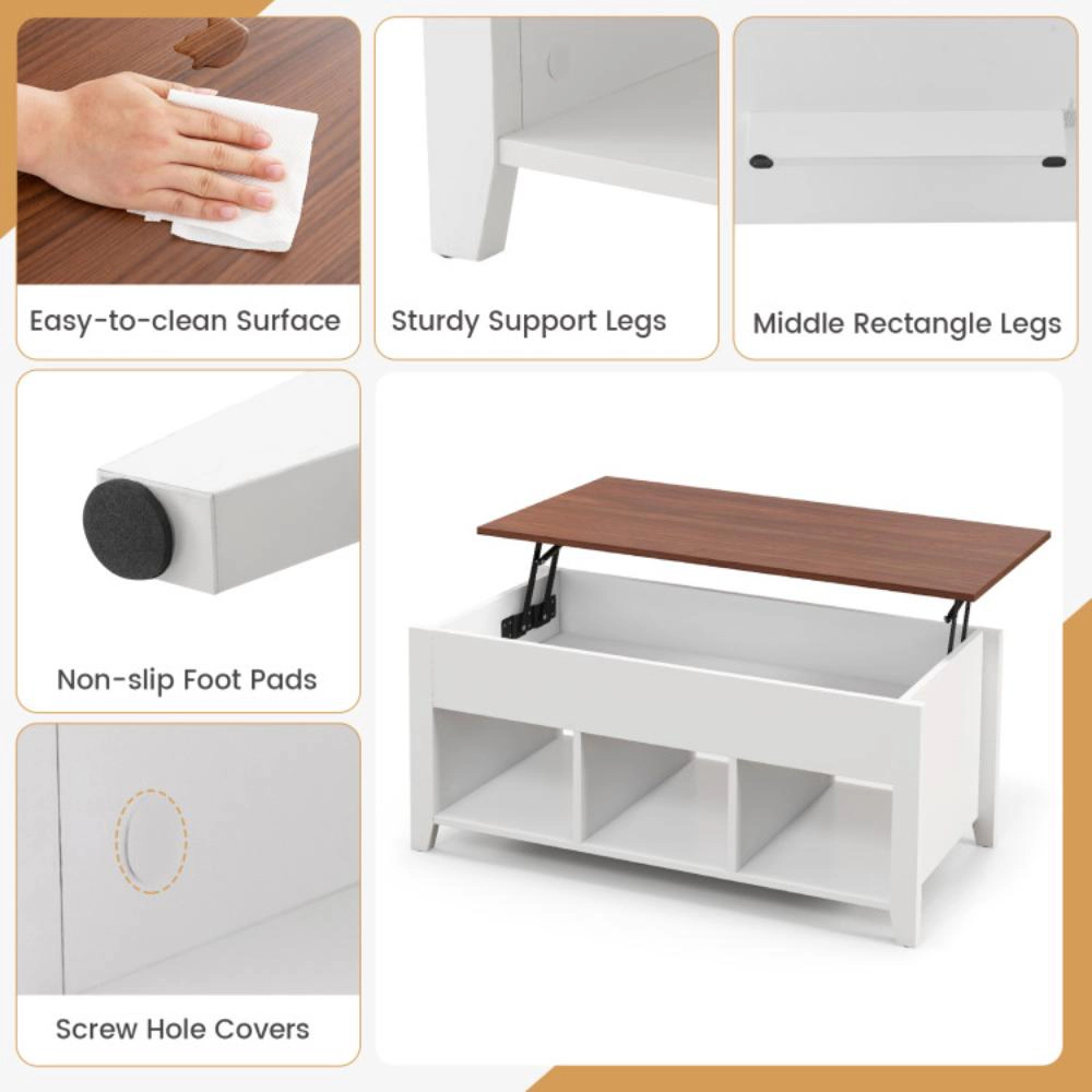 Hivvago Adjustable Lift-Top Table with Hidden Storage Space