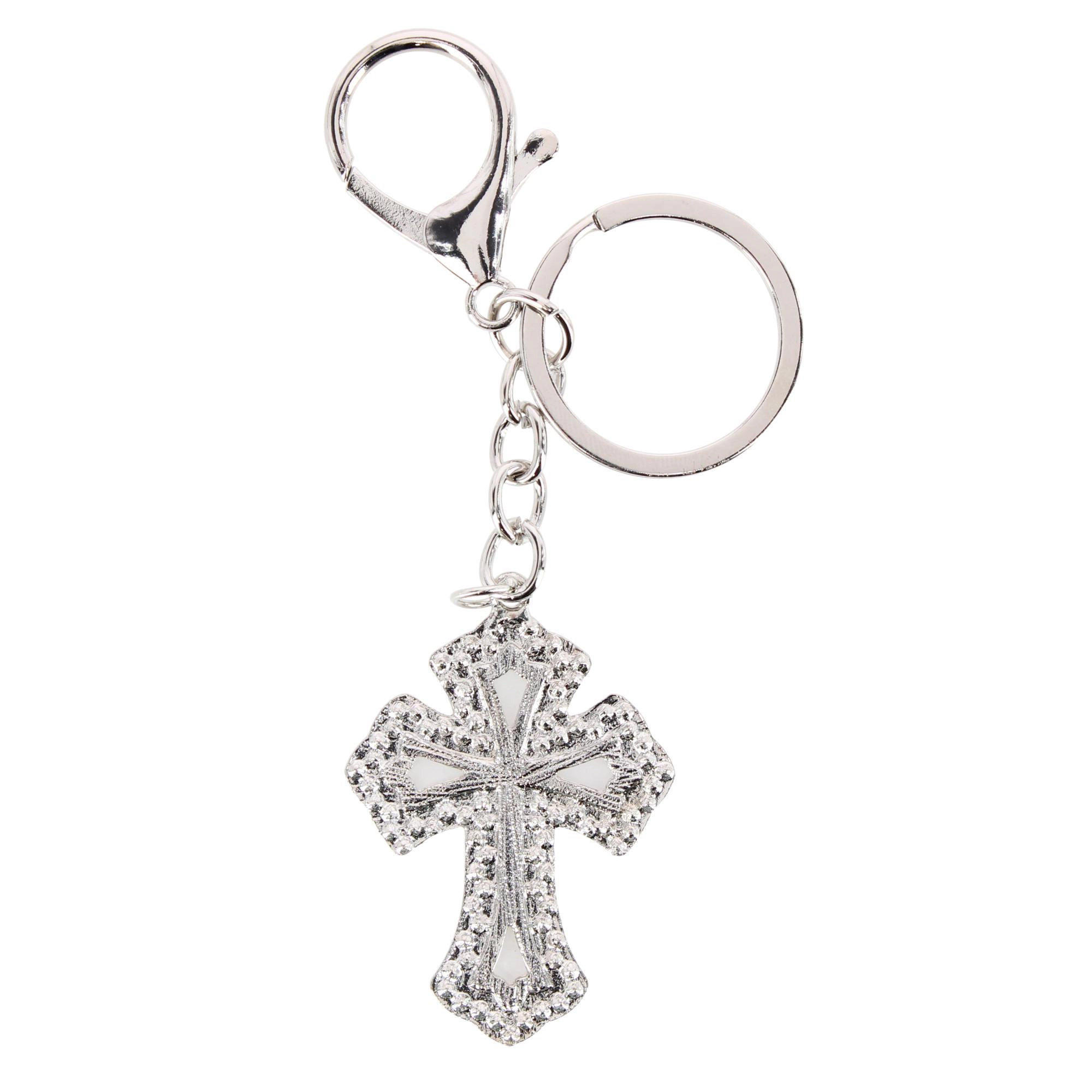 CTM® Women's Rhinestone Embellished Cross Bag Charm & Key Chain