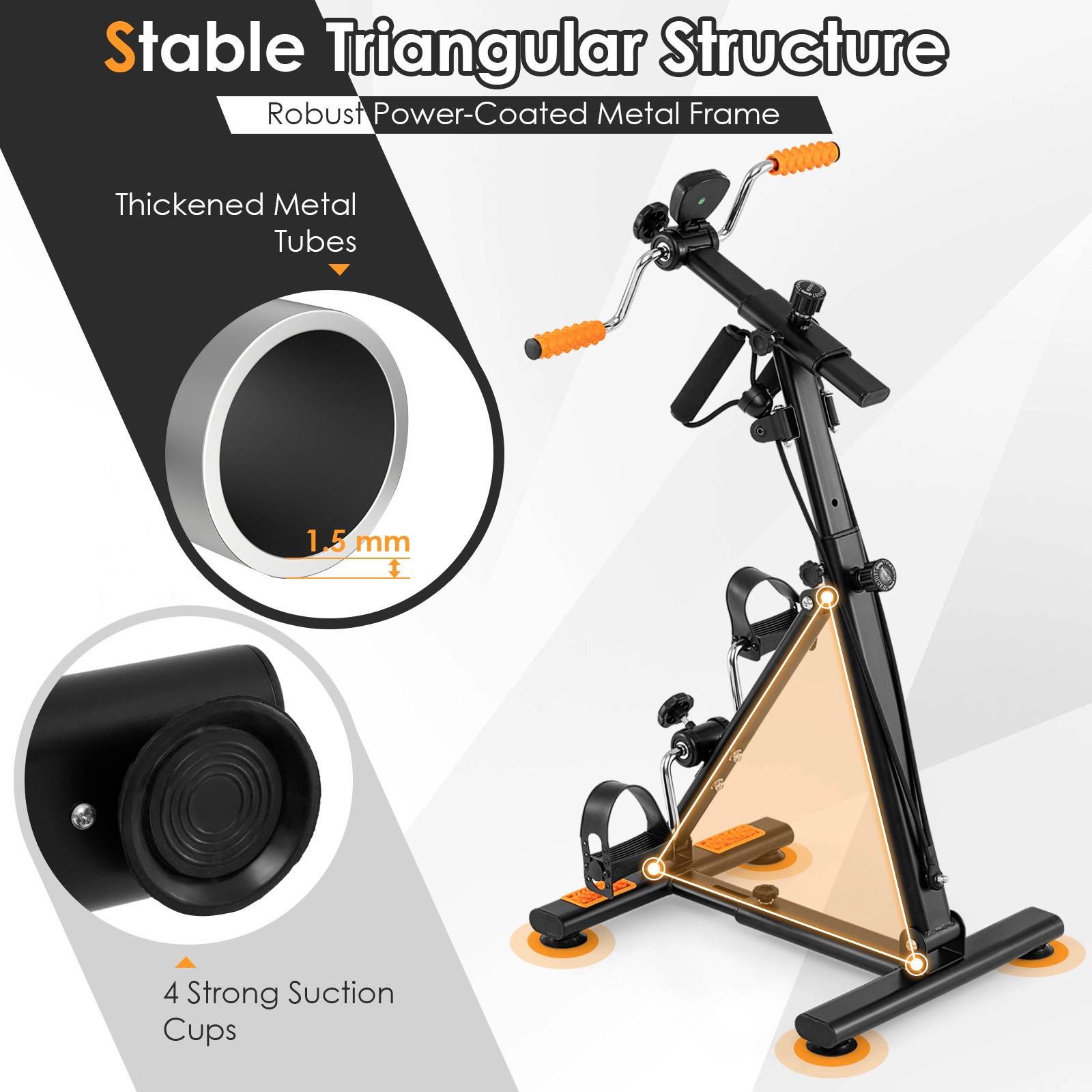 SUGIFT Adjustable Resistance Arm and Leg Pedal Exerciser with LCD Display Resistance Bands and Suction Cups