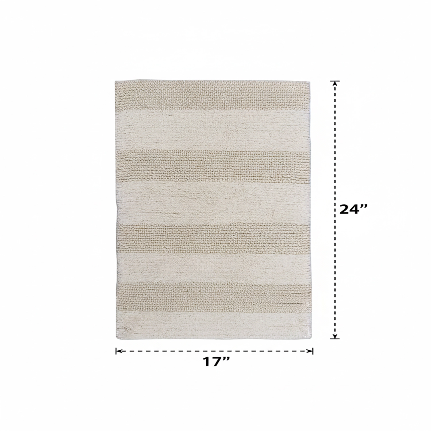 Knightsbridge Stylish And Comfortable All Season Traditional Wide Cut Design Cotton Bath Rug Set 17" X 24" Ivory