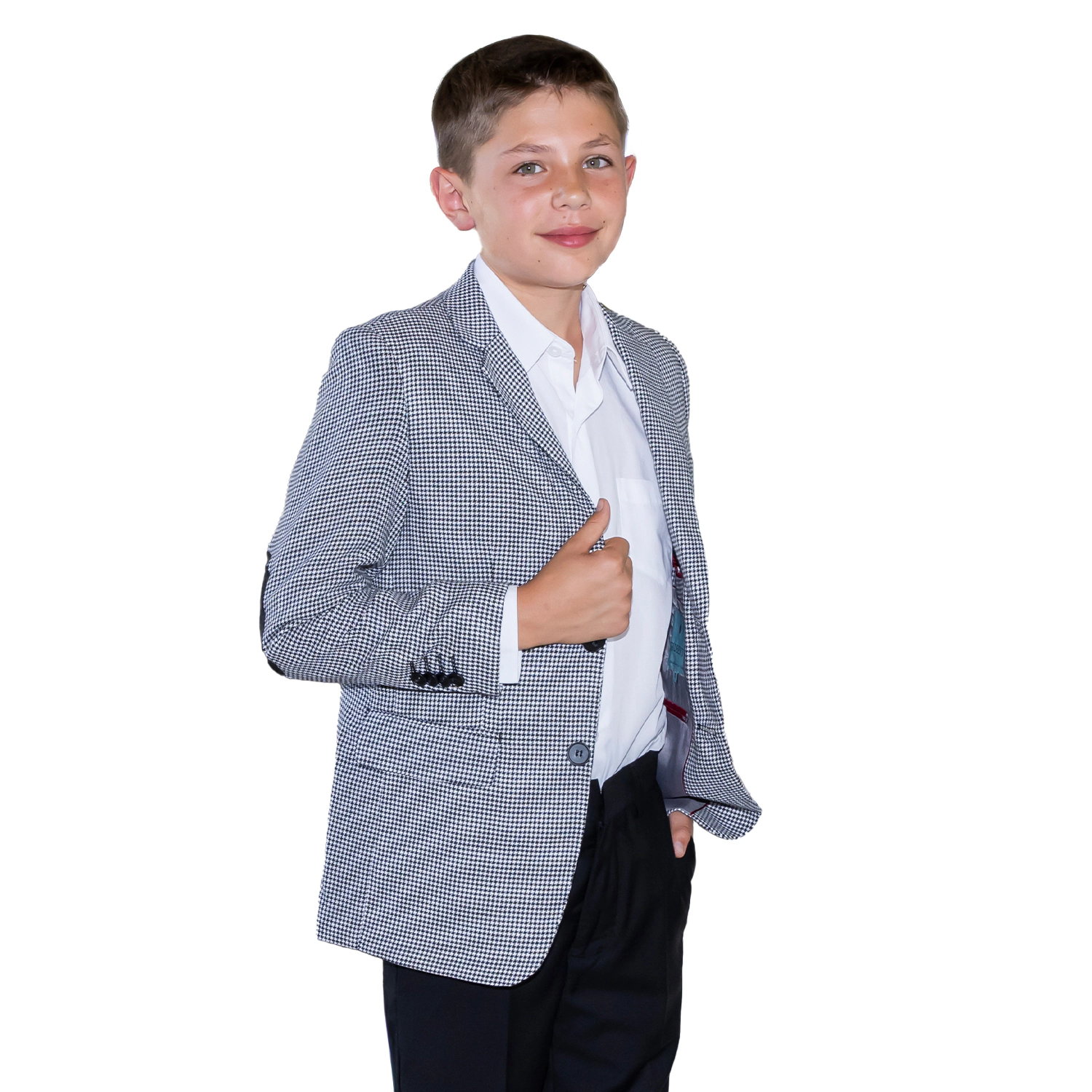Gioberti Boy's Houndstooth Fully Lined Blazer Jacket