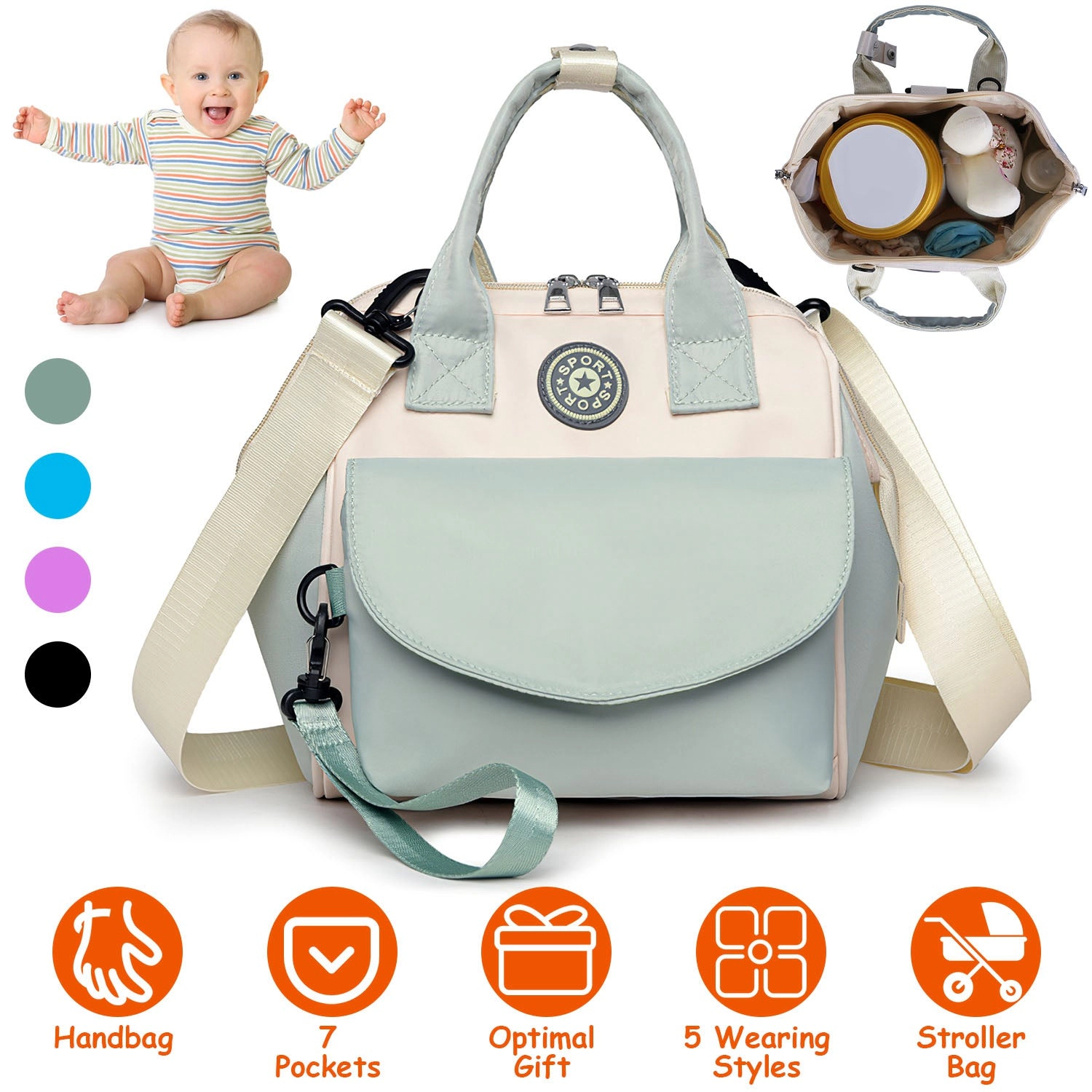 GBruno Kids' Kids' 7-Pocket Convertible Diaper Bag