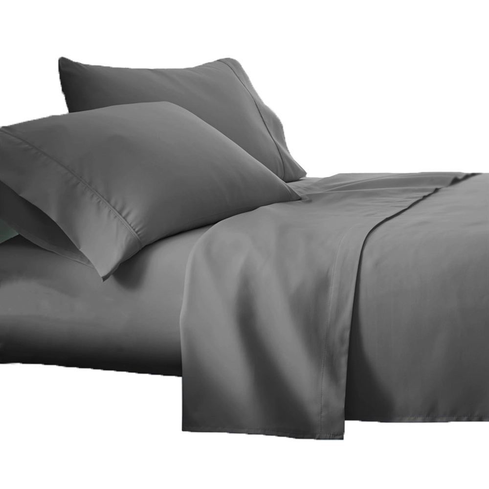 Plazatex Luxurious Ultra Soft 100% Cotton Moisture Wicking Solid Color 4 Pieces Sheet Set King Silver Gray