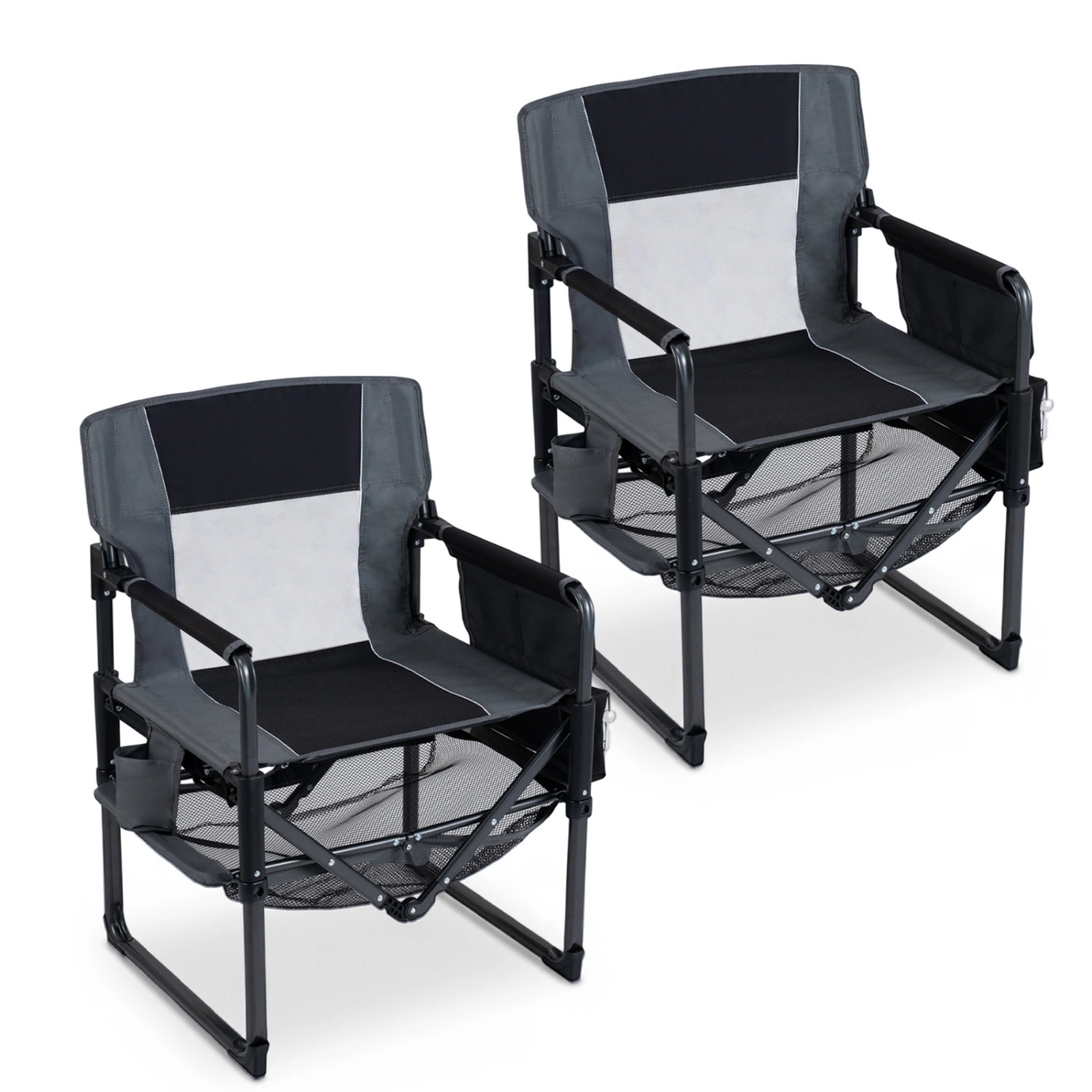 SUGIFT Set of 2 Black Camping Chairs with Cup Holder and Bottle Opener 27-in W 21.5-in D 330-lb Seat Capacity