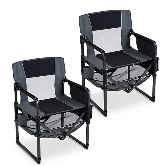 SUGIFT Set of 2 Black Camping Chairs with Cup Holder and Bottle Opener 27-in W 21.5-in D 330-lb Seat Capacity