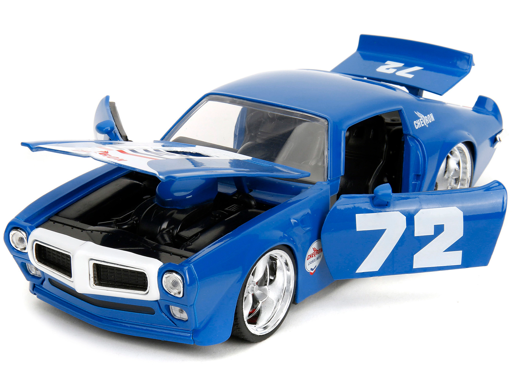 Jada 1972 Pontiac Firebird #72 Blue with White Stripe "Chevron" "Bigtime Muscle" Series 1/24 Diecast Model Car by Jada