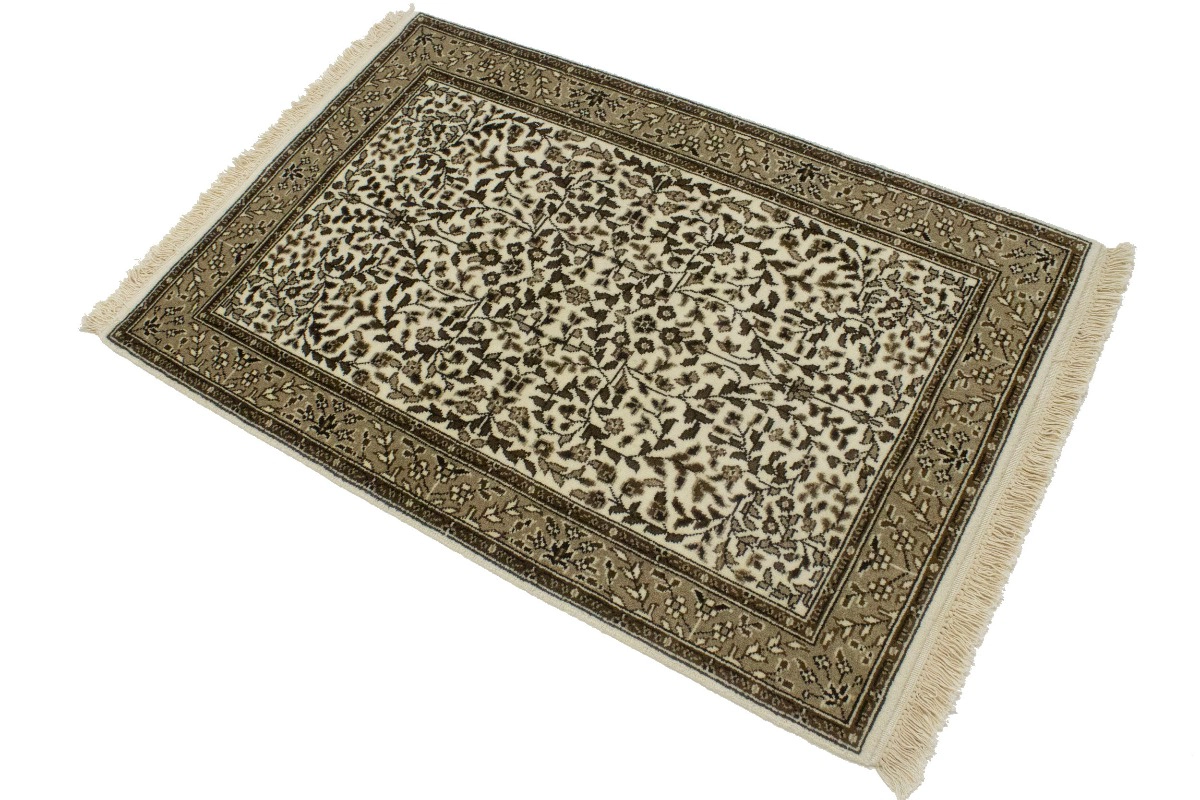 Magic Rugs 2'7 X 3'11 Hand Knotted Cream & Brown Floral Kirman Wool Rug