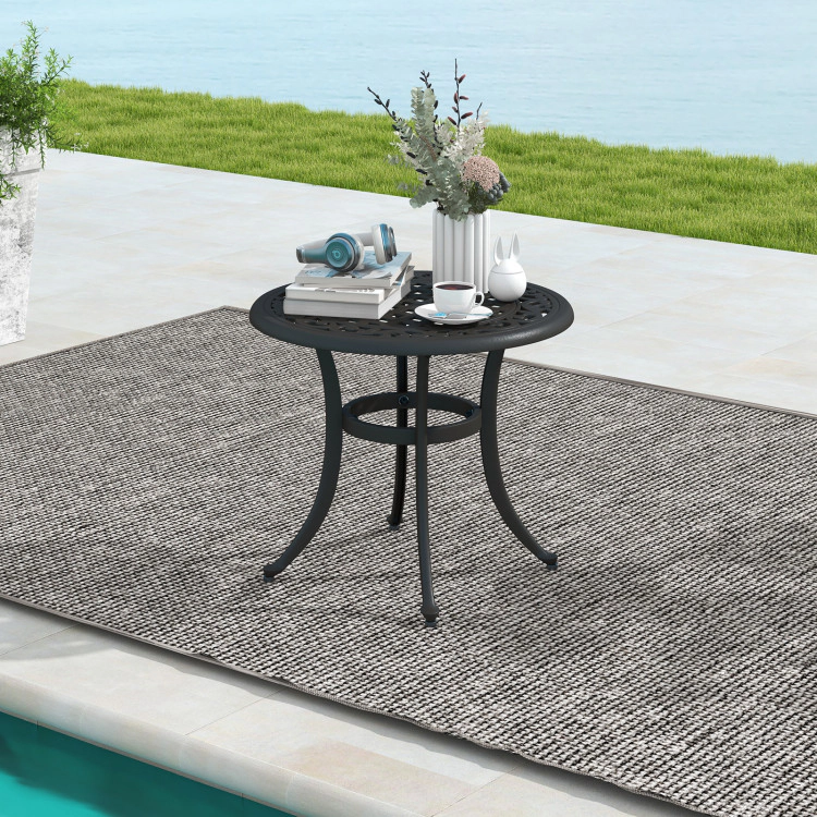 Hivvago 24 Inch Patio Side Table With Adjustable Footpads For Poolside Backyard Balcony