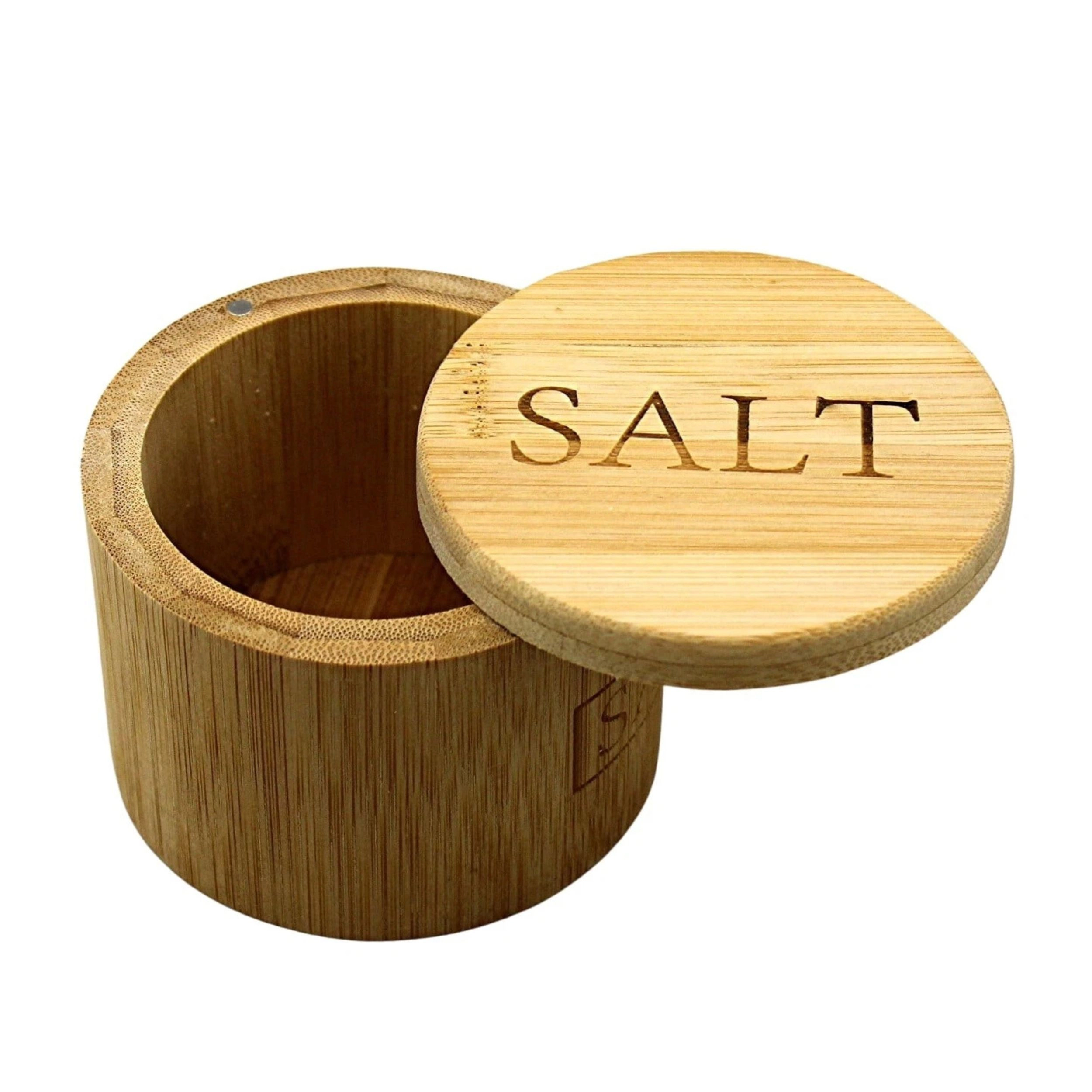 Home Collection Natural Bamboo Salt Cellar Box with Magnetic Swivel Lid