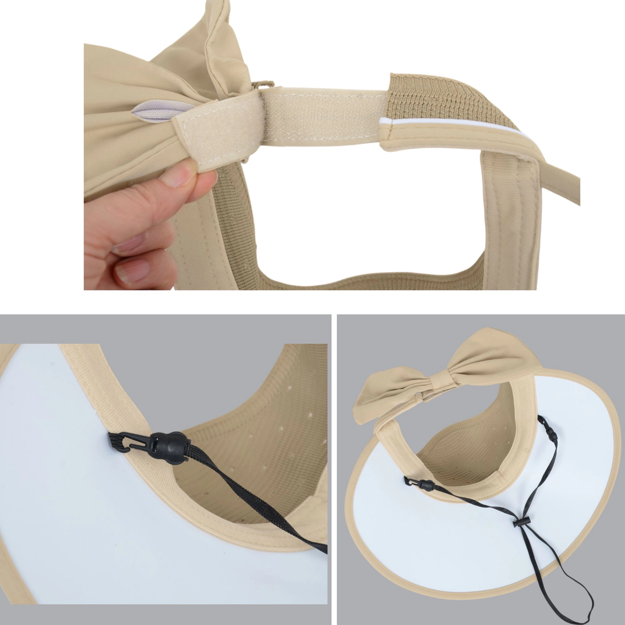 Anna-Kaci Women's Extra Wide Brim Sun Visor Hat Adjustable UV Protection Bow Detail Breathable Summer Beach Hat