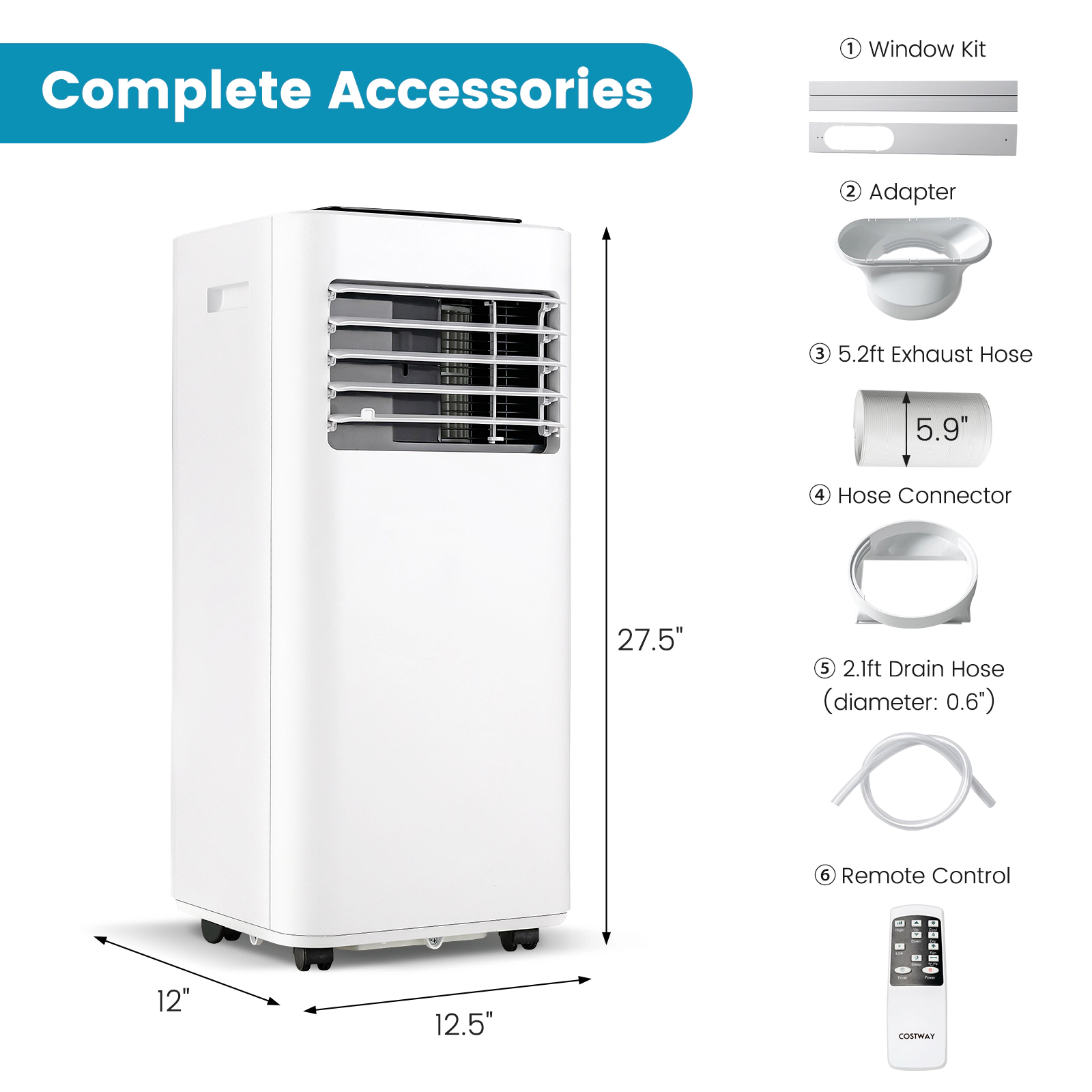 SUGIFT 8000-BTU 3-in-1 Portable Air Conditioner with Ultra Quiet Sleep Mode 2 Fan Speeds and LED Display