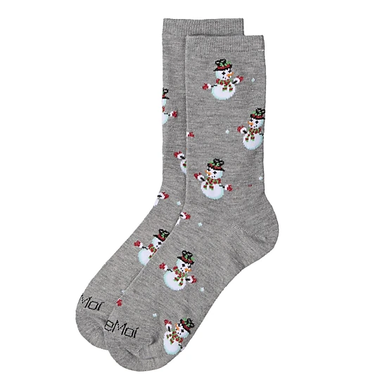 MeMoi Women's Let it Snowman Holiday Crew Socks