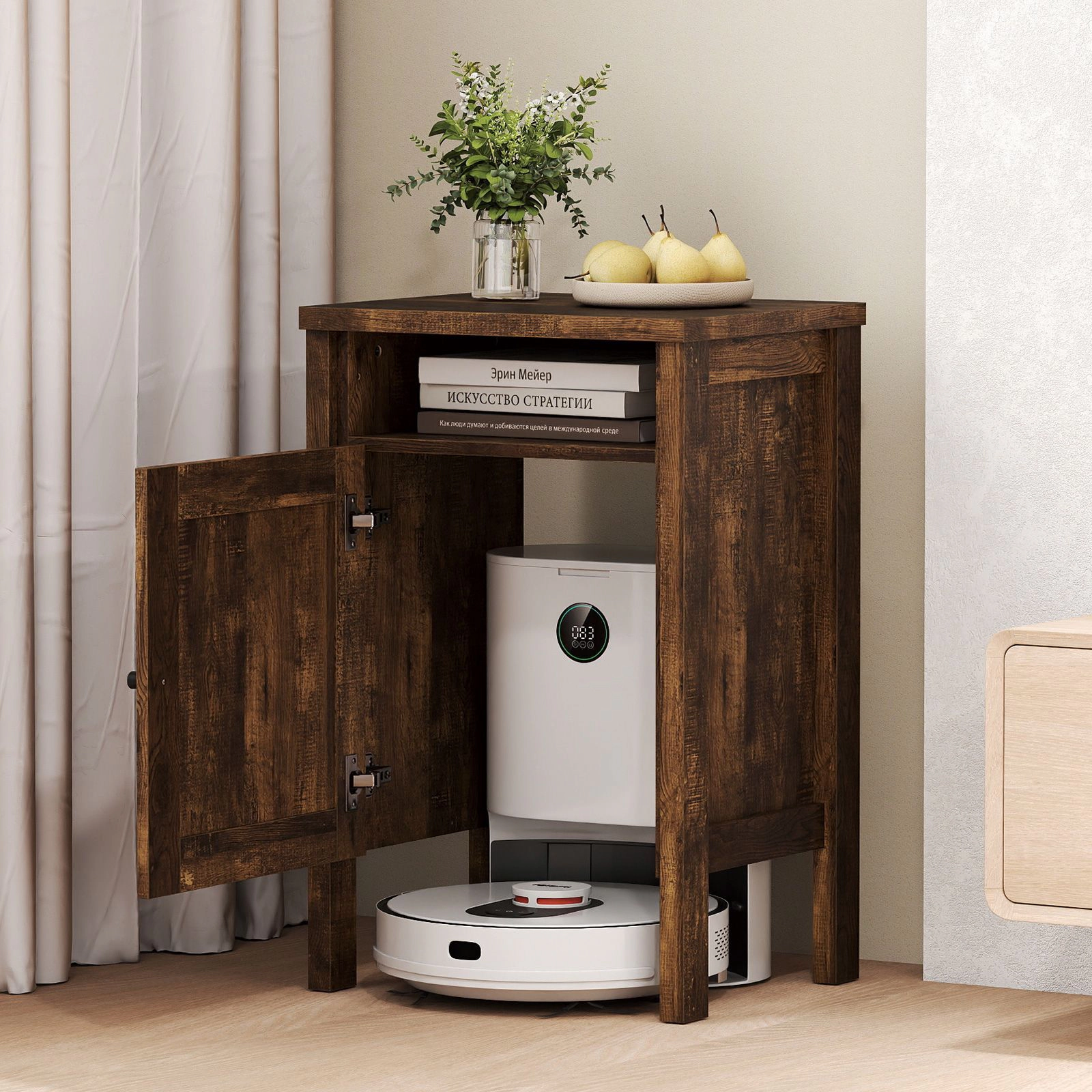 SlickBlue Modern Robot Vacuum Stand with Concealed Storage Cabinet