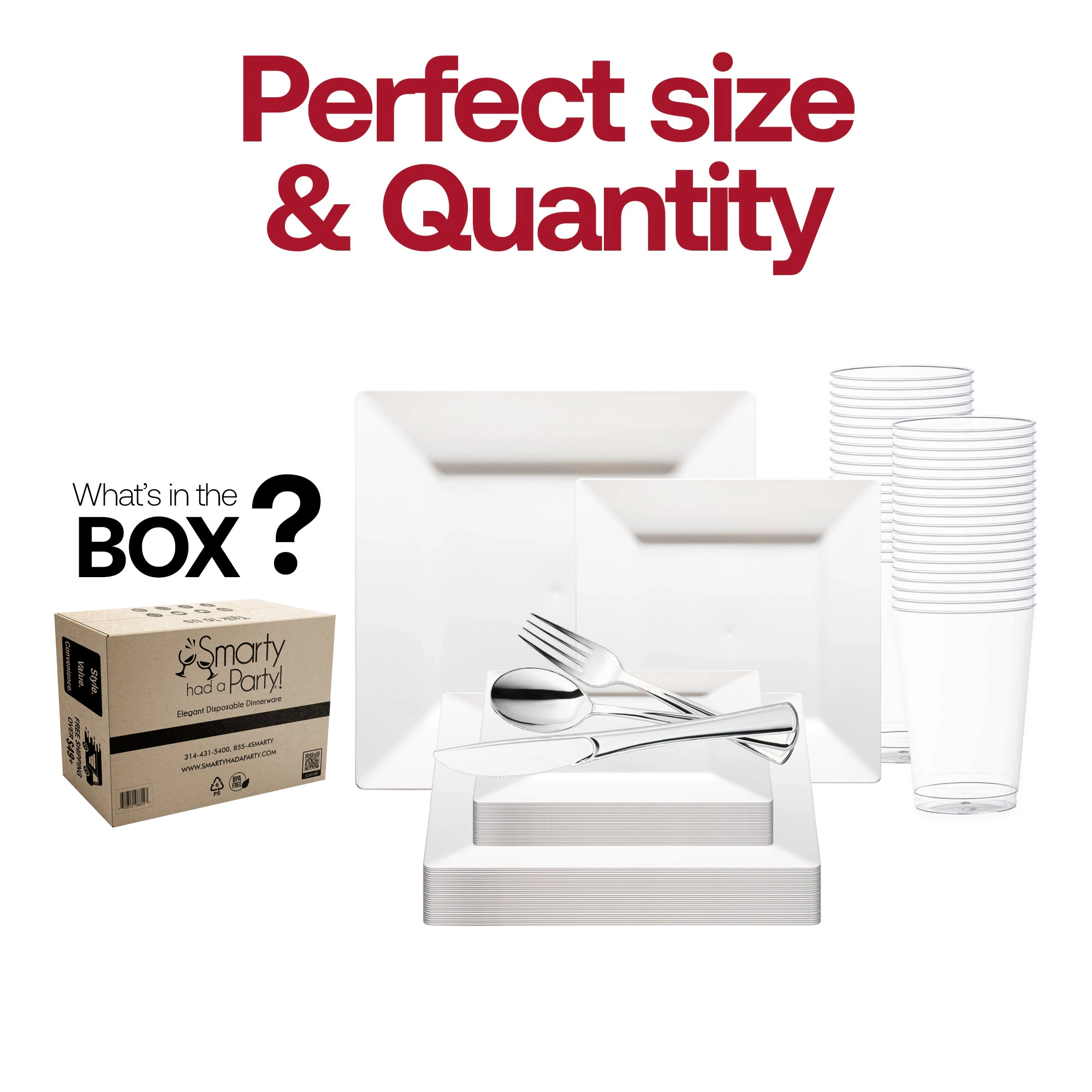 Smarty Had A Party White Square Plastic Wedding Value Set