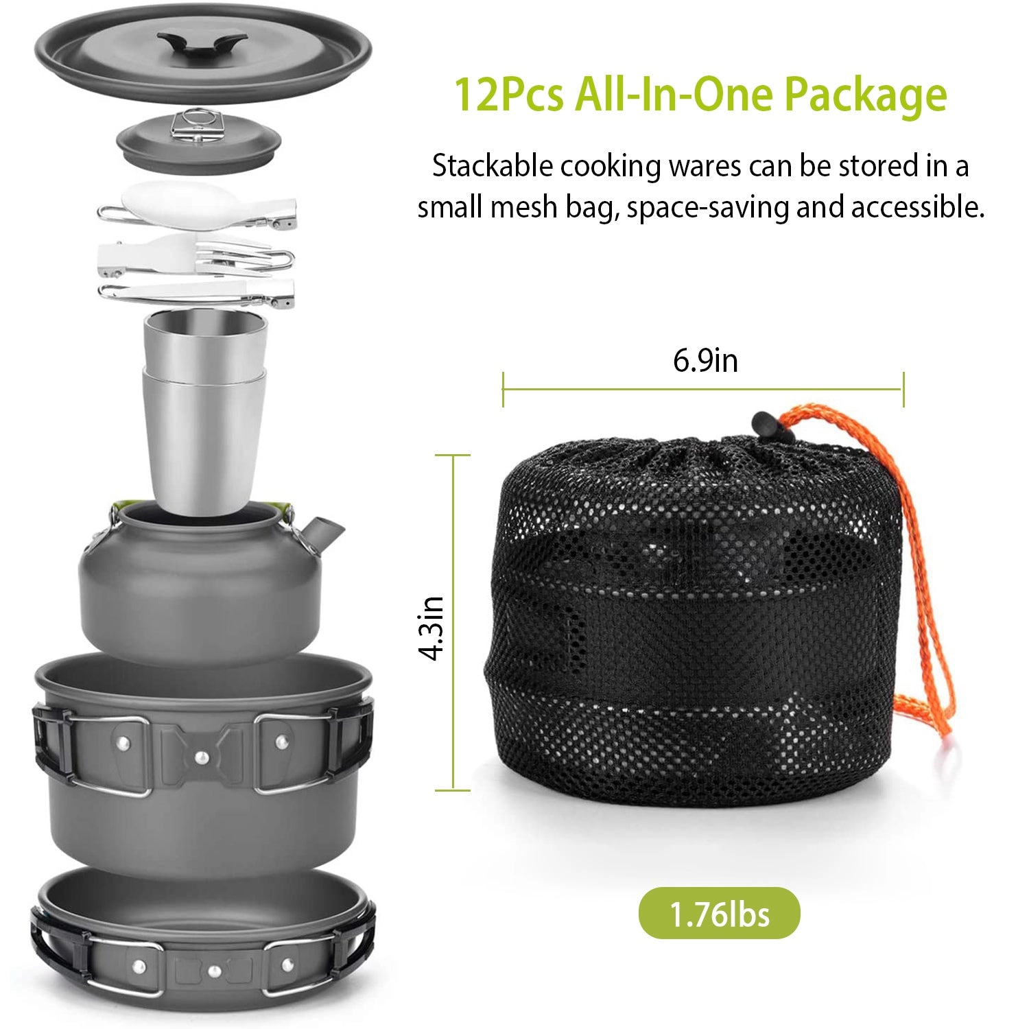 GBruno 12-Piece Aluminum Camping Cookware Set