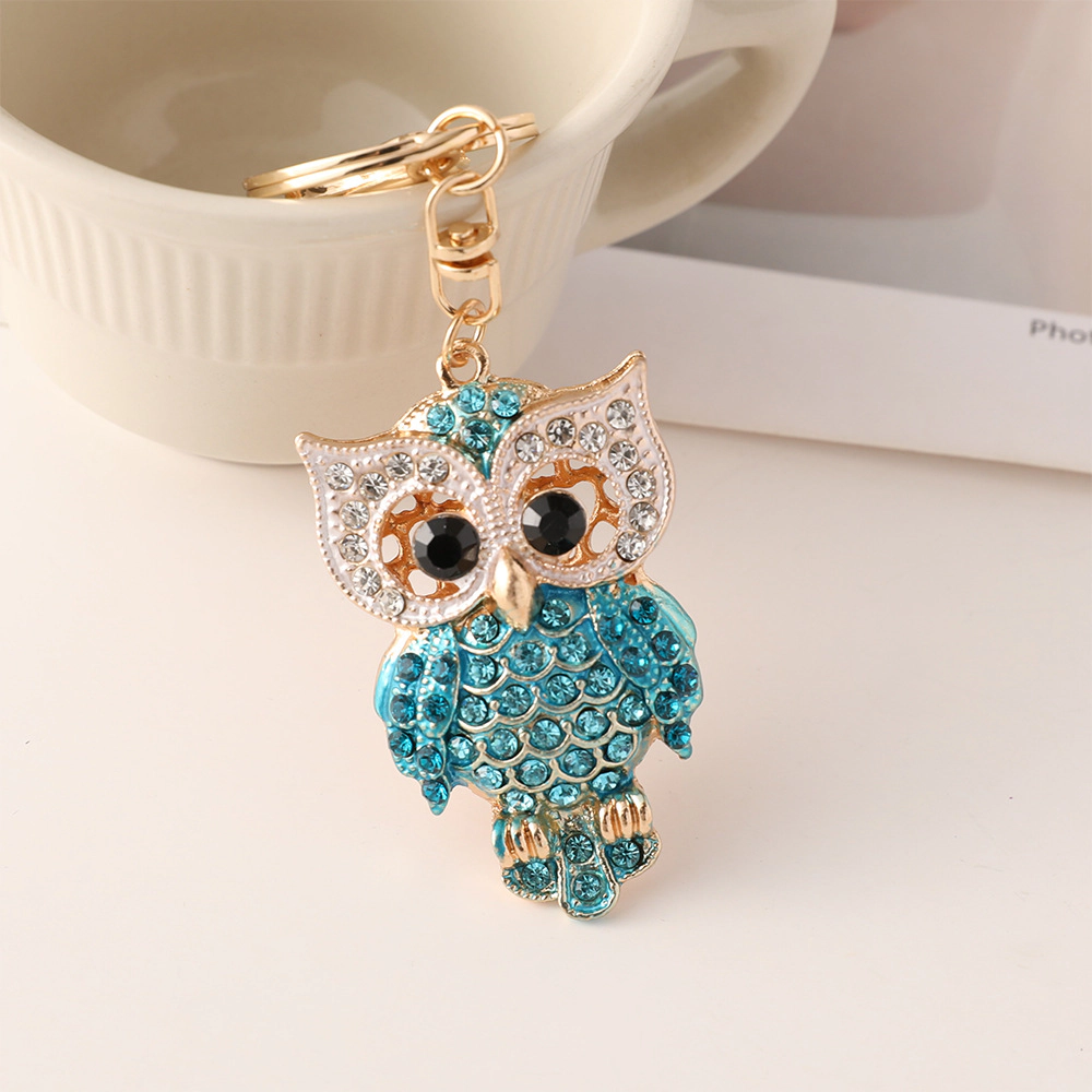 Wardrobe Whimsy Cute Owl Rhinestone Keychain for Women Animal Key Chain Ring Charms Purses